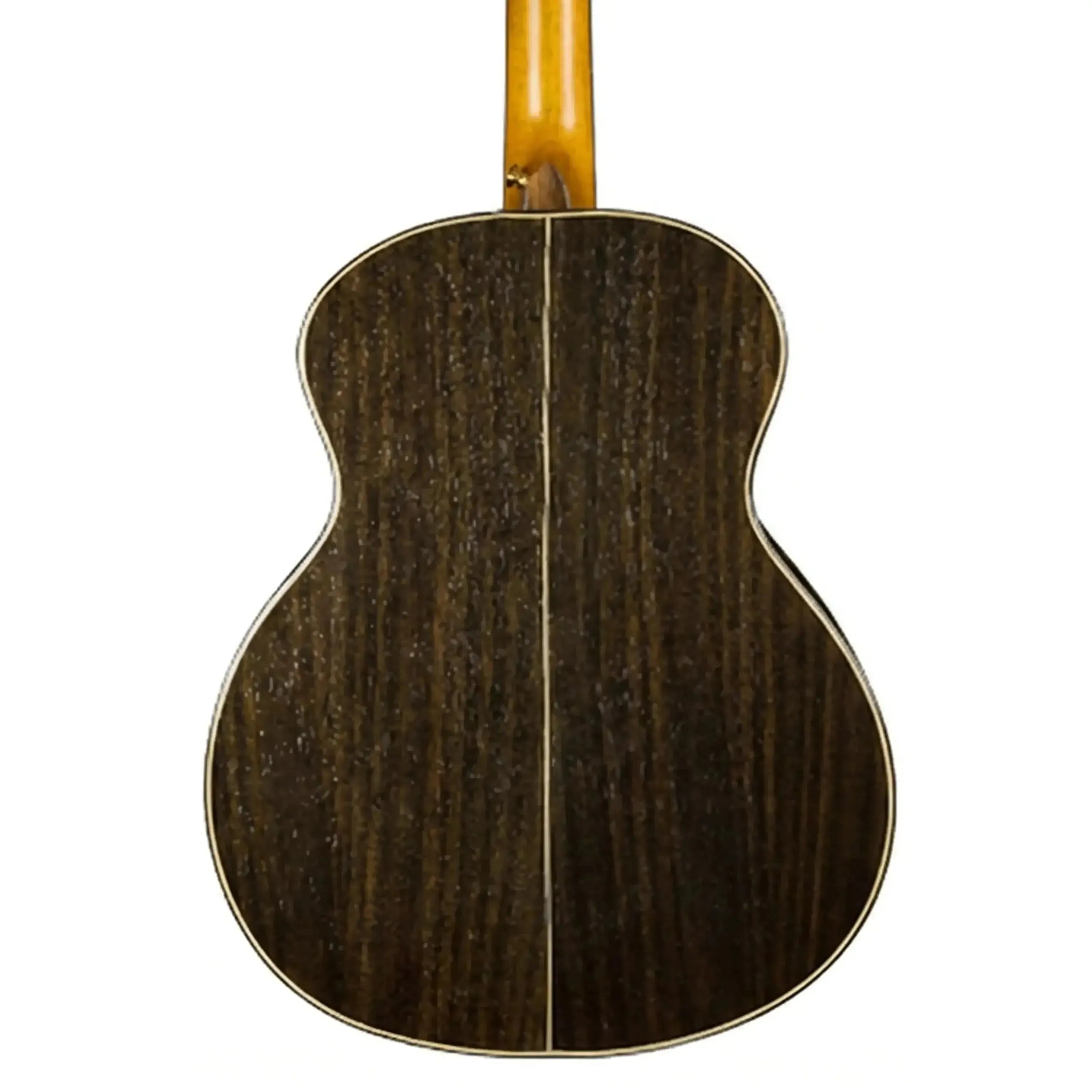 Ohana GT-8E 1/2 size acoustic-electric guitar back, dark rosewood with arched design.