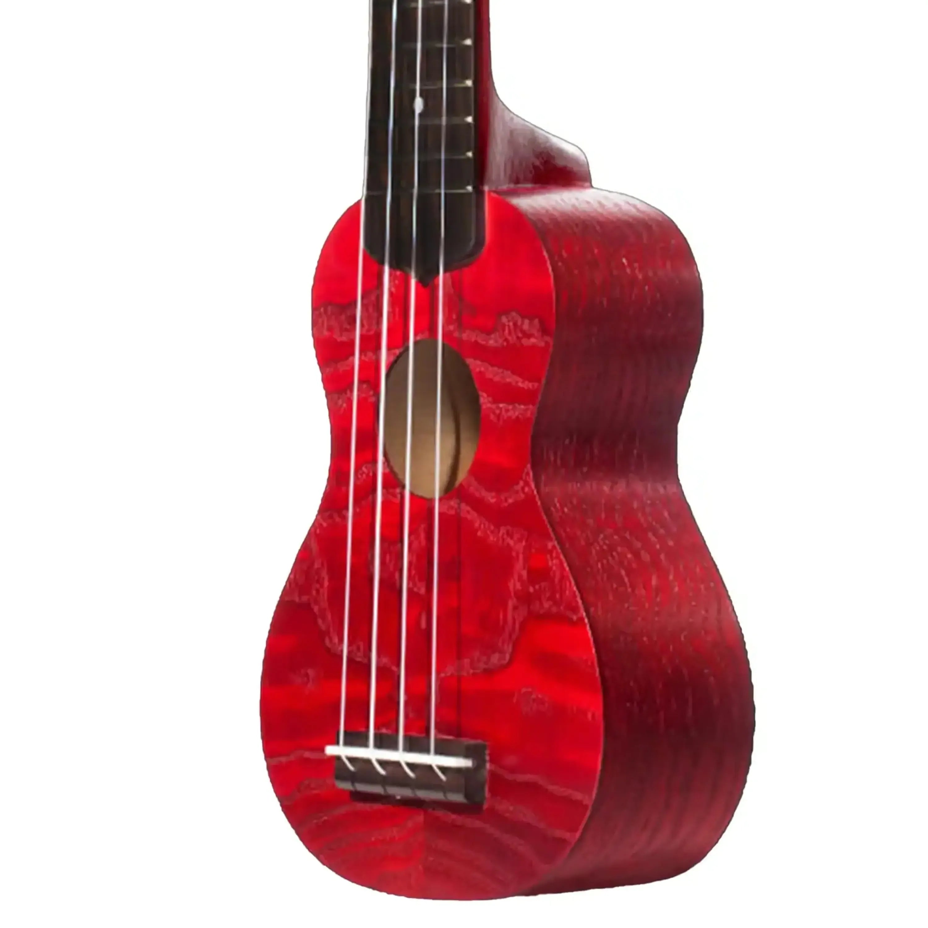 Ohana O'Nina Willow Red Sopranissimo Ukulele with a striking red finish and visible wood grain.