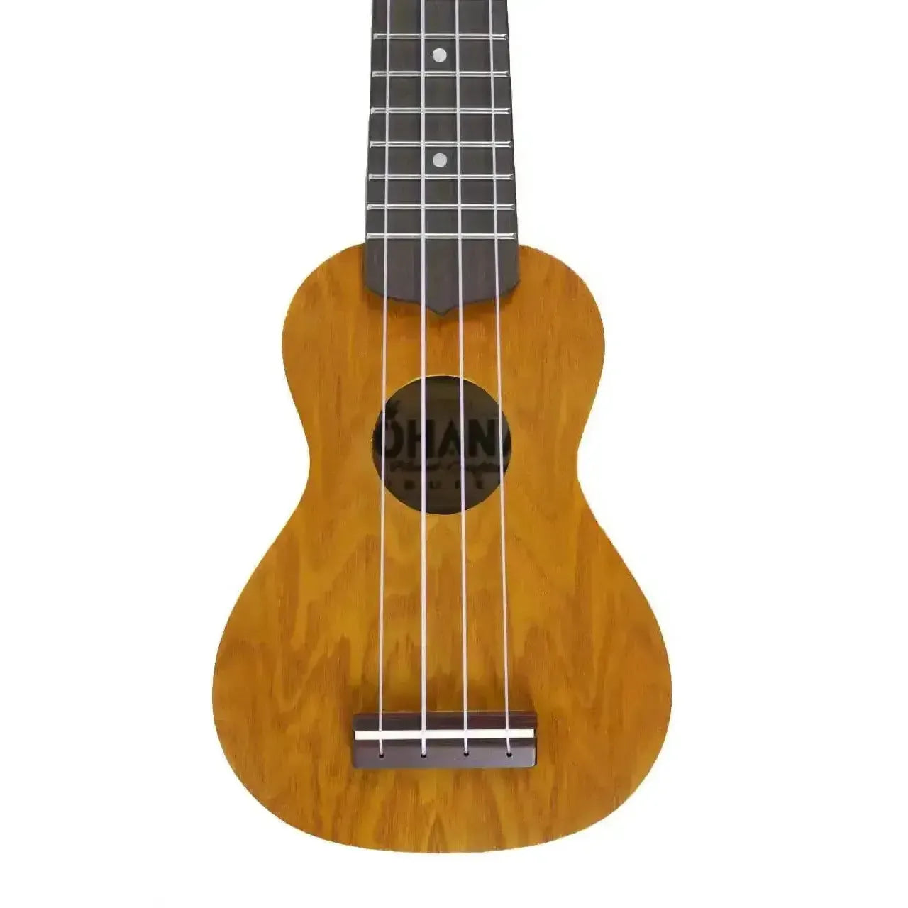 Ohana O'Nina Willow Sopranissimo Ukulele with natural wood grain, dark fretboard, and soundhole.