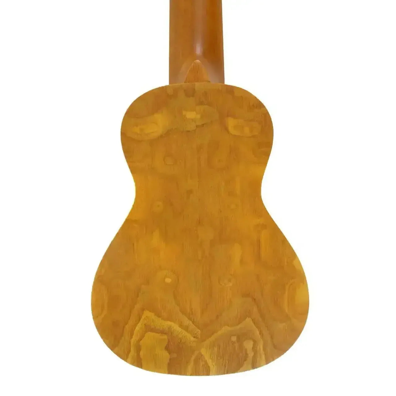 Back of an Ohana O'Nina Willow Sopranissimo Ukulele, showing its light brown wood grain and satin finish.