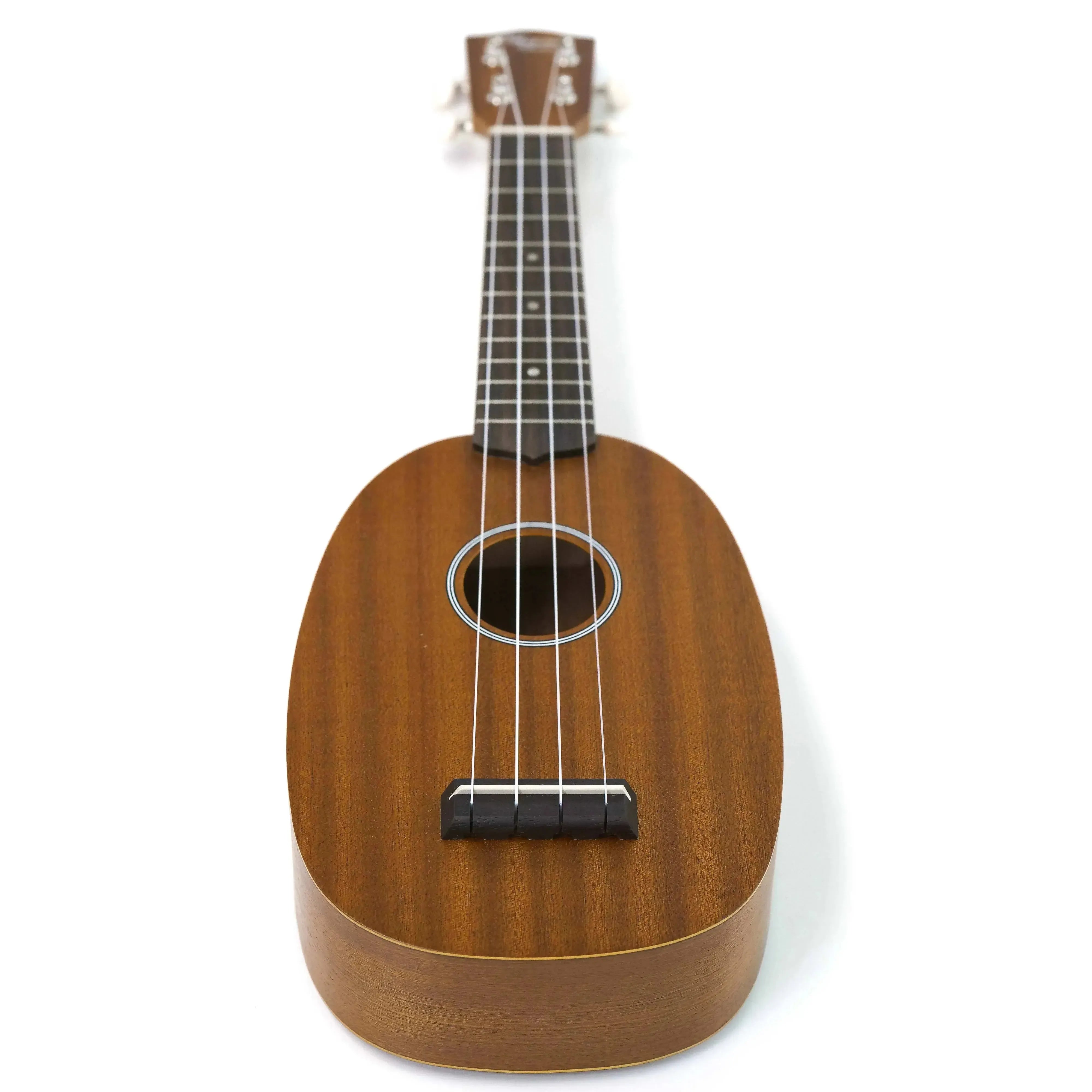 Ohana PK-10 Mahogany Pineapple Soprano Ukulele with a satin finish and black/white rosette.