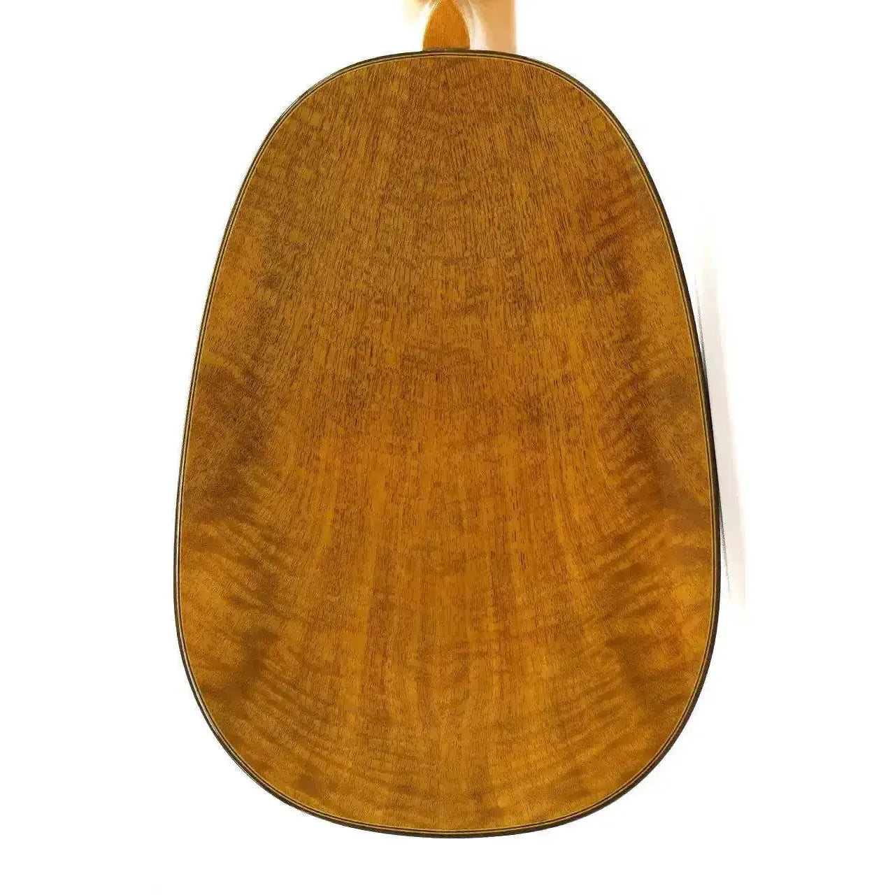 Back of an Ohana PKC-220G pineapple concert ukulele, showcasing its solid mango wood with a glossy finish.
