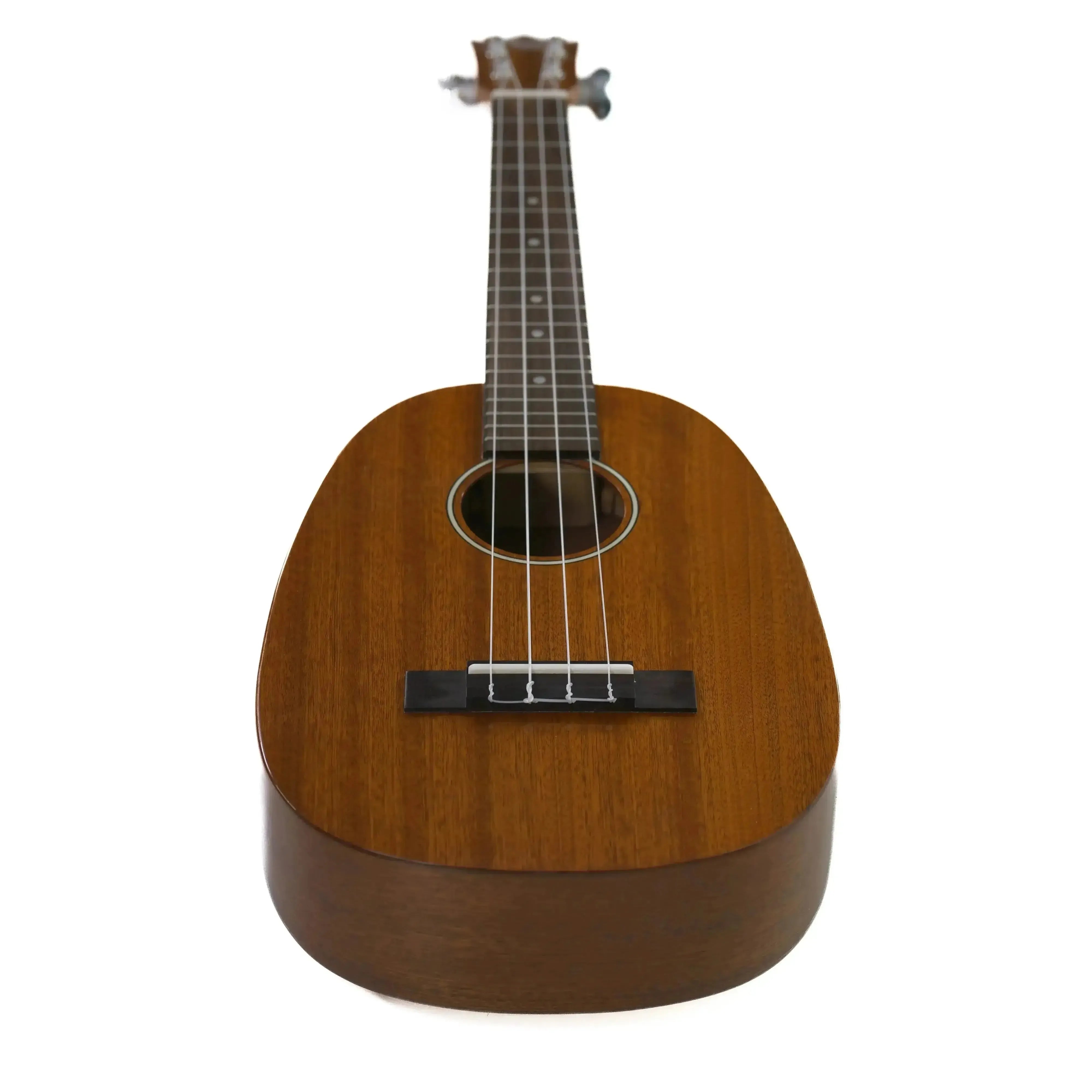 Ohana PKT-25G Pineapple Tenor Ukulele, solid mahogany wood, warm brown finish, front view.