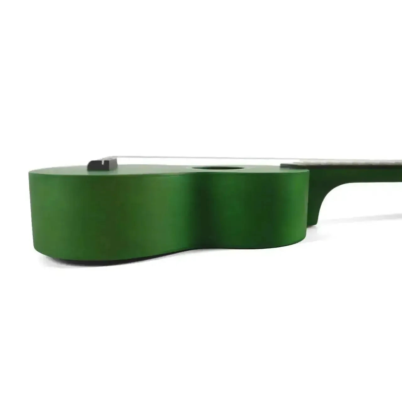 Ohana SK-10-GN green mahogany soprano ukulele, showing its vibrant satin finish and soundhole.