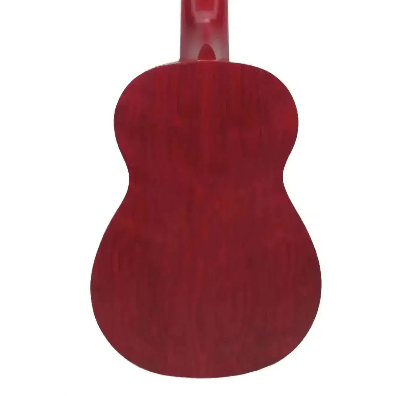 Back of an Ohana SK-15W-RD Red Willow Soprano Ukulele with a smooth satin finish.