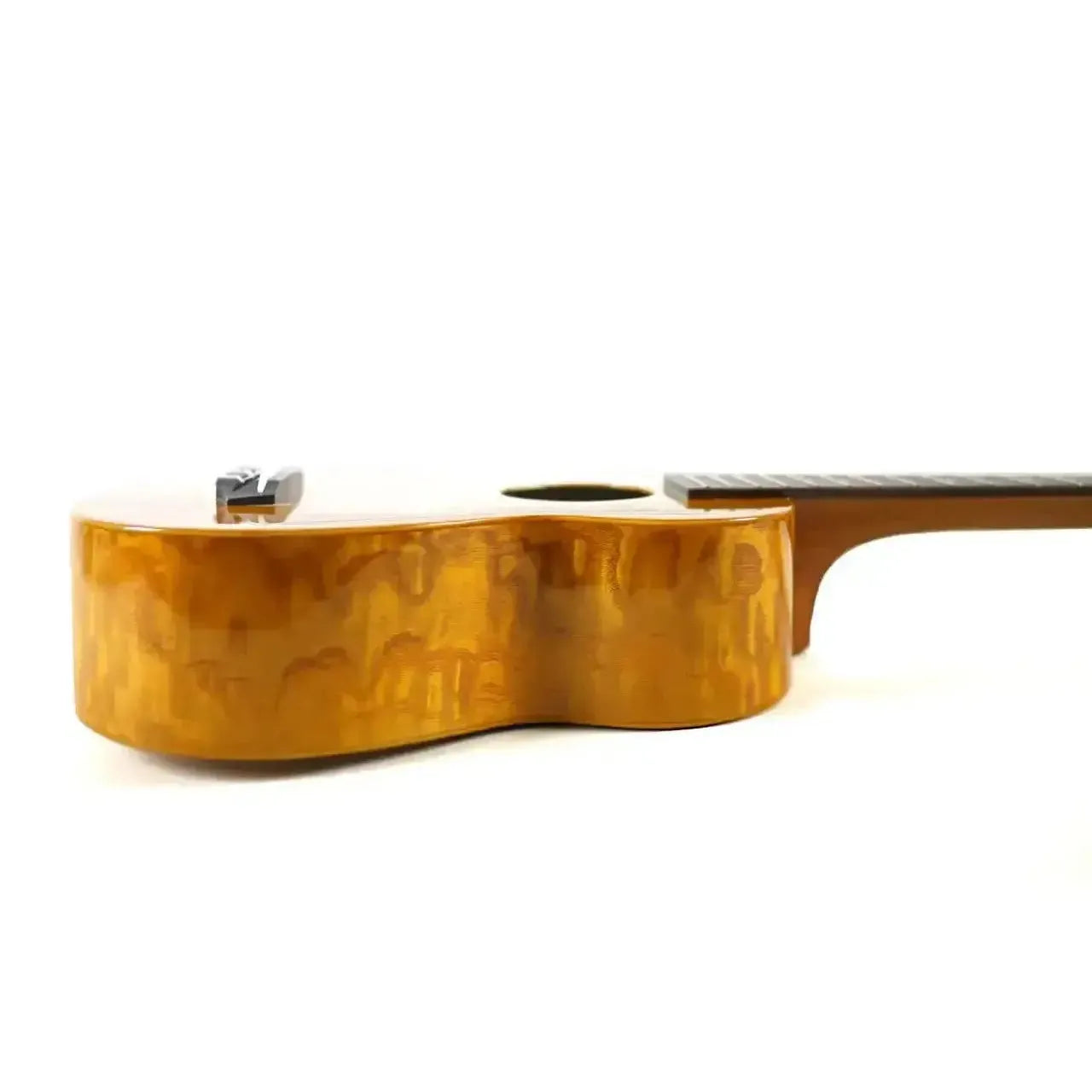 Ohana SK-15WG Gloss Willow Soprano Ukulele body, showing its natural wood grain and gloss finish.