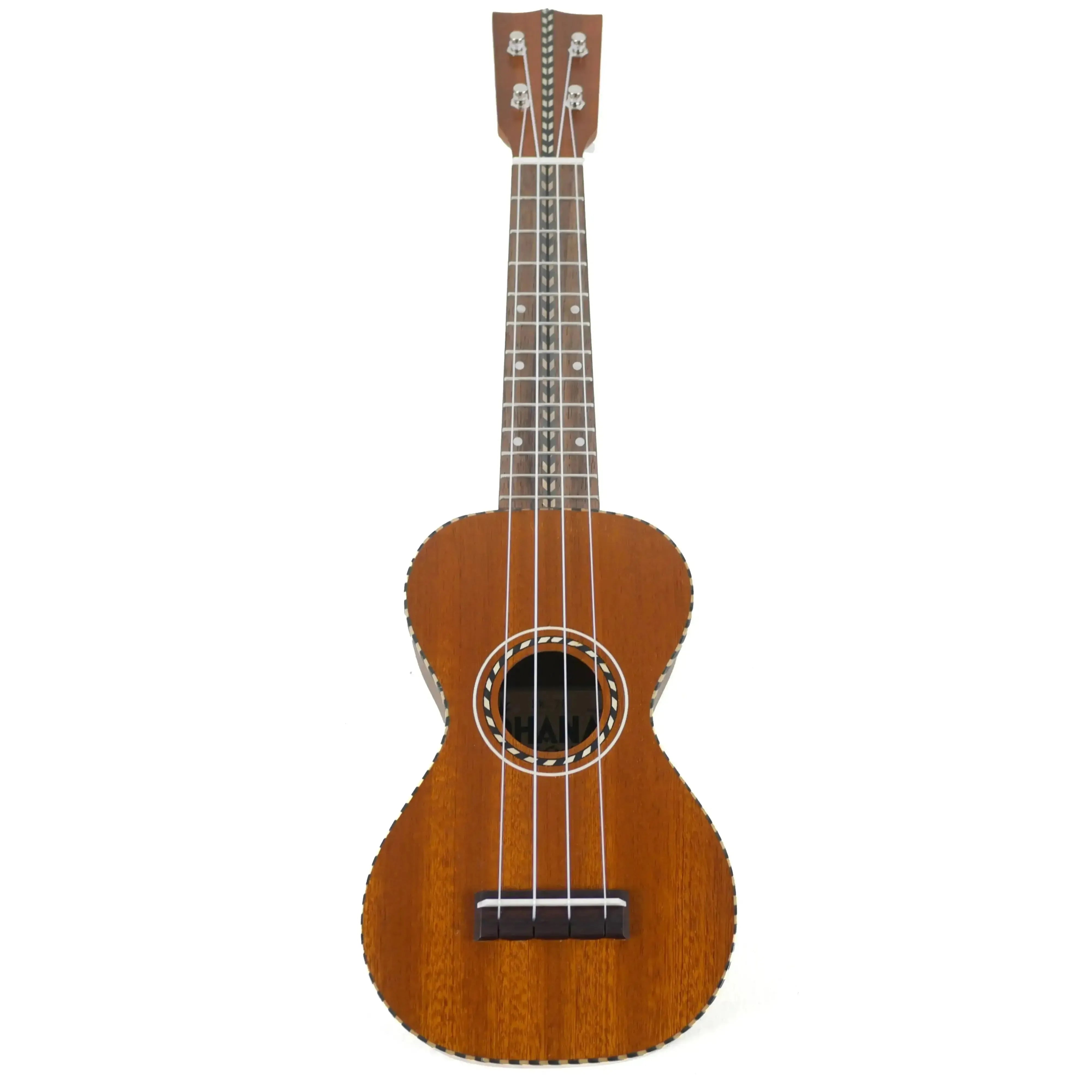 Ohana SK-28 Vintage Line Soprano Ukulele with solid mahogany body, satin finish, and rope binding.