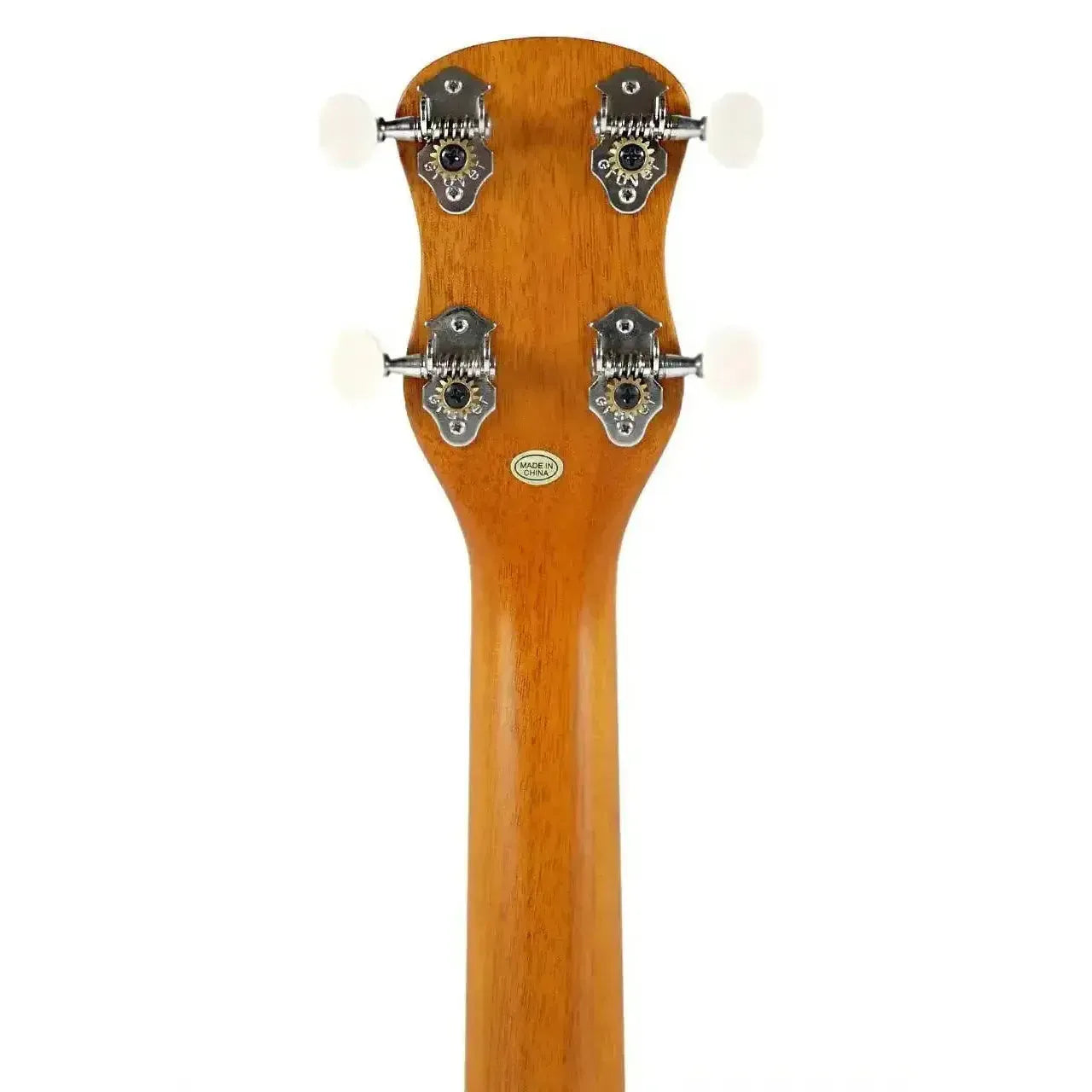 Ohana SK-30L longneck soprano ukulele headstock and neck, showing Grover tuners and mahogany wood.