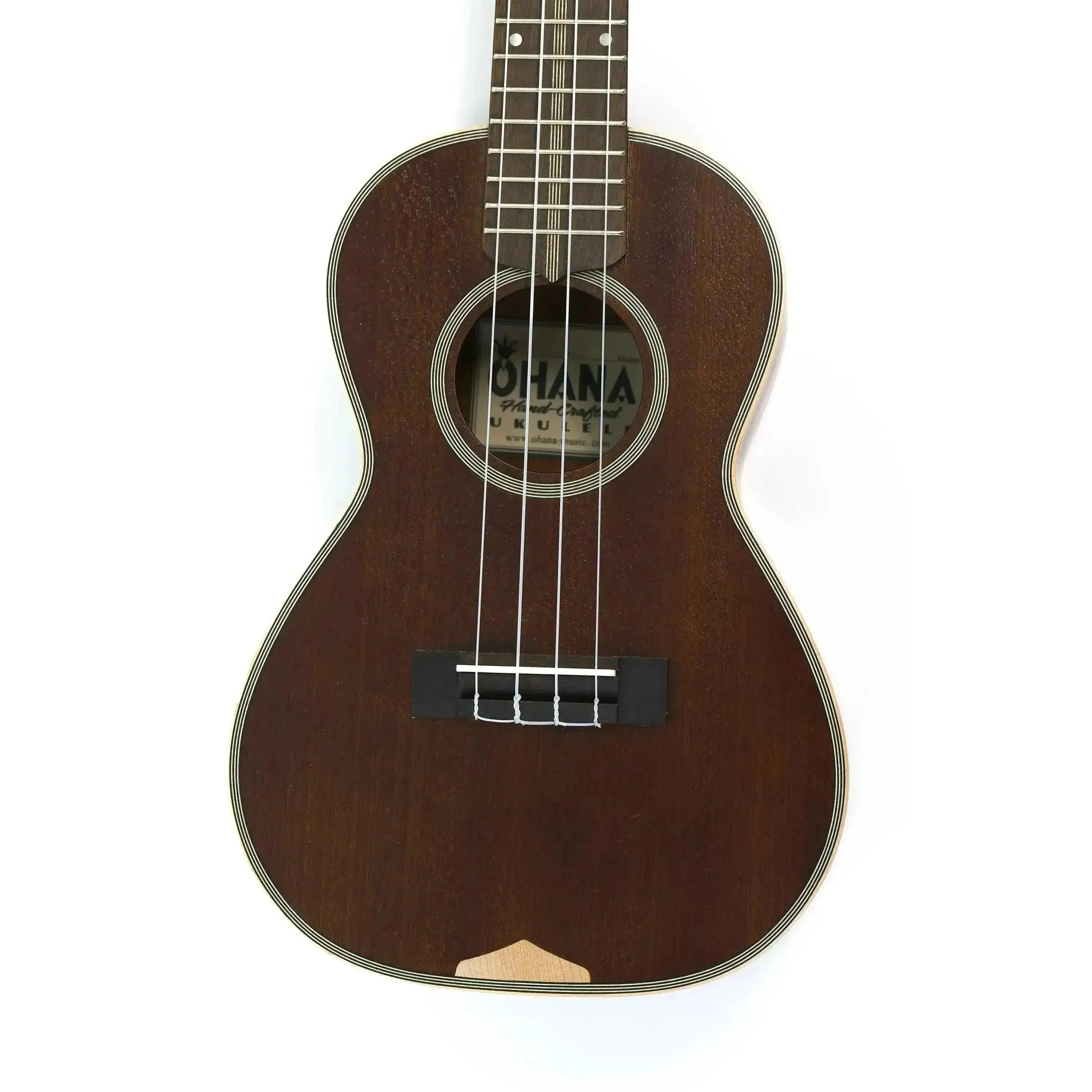 Ohana SK-39 Vintage Line Soprano Ukulele, dark mahogany with vintage satin finish and maple binding.