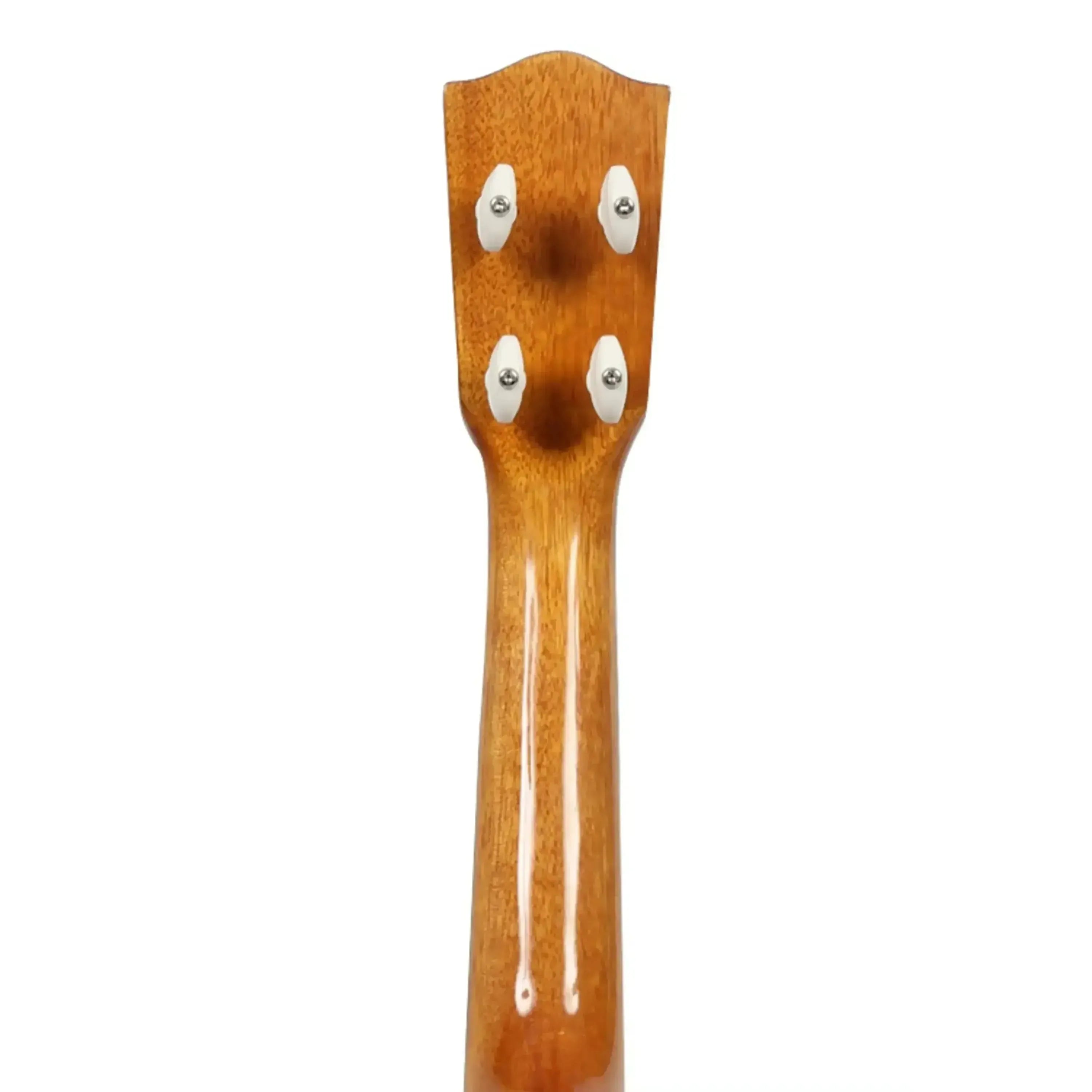 Back of Ohana SK-50WG Soprano Ukulele headstock and neck, showing mahogany wood and gloss finish.