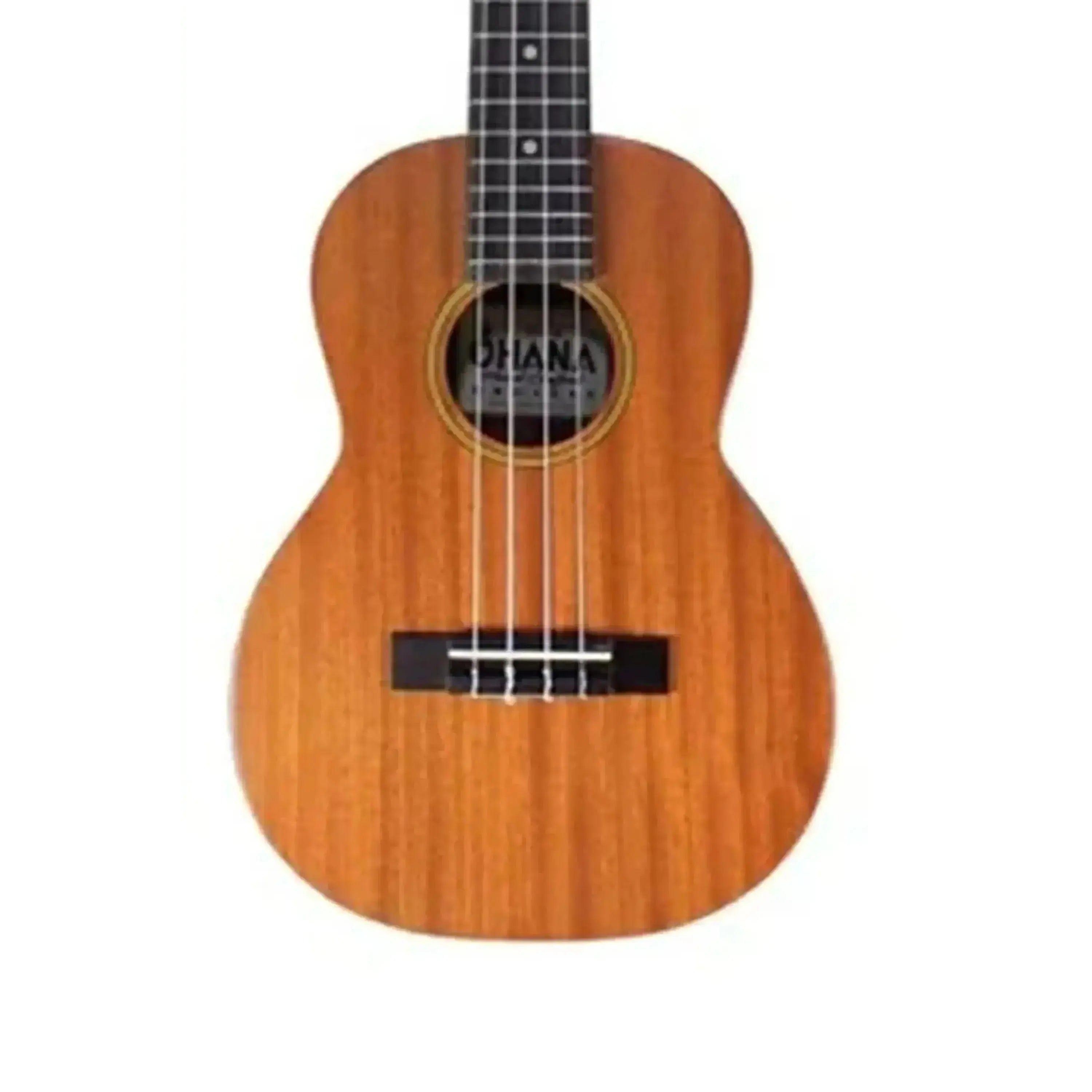 Ohana TK-10 Mahogany Tenor Ukulele with satin finish, black binding, and soundhole rosette.