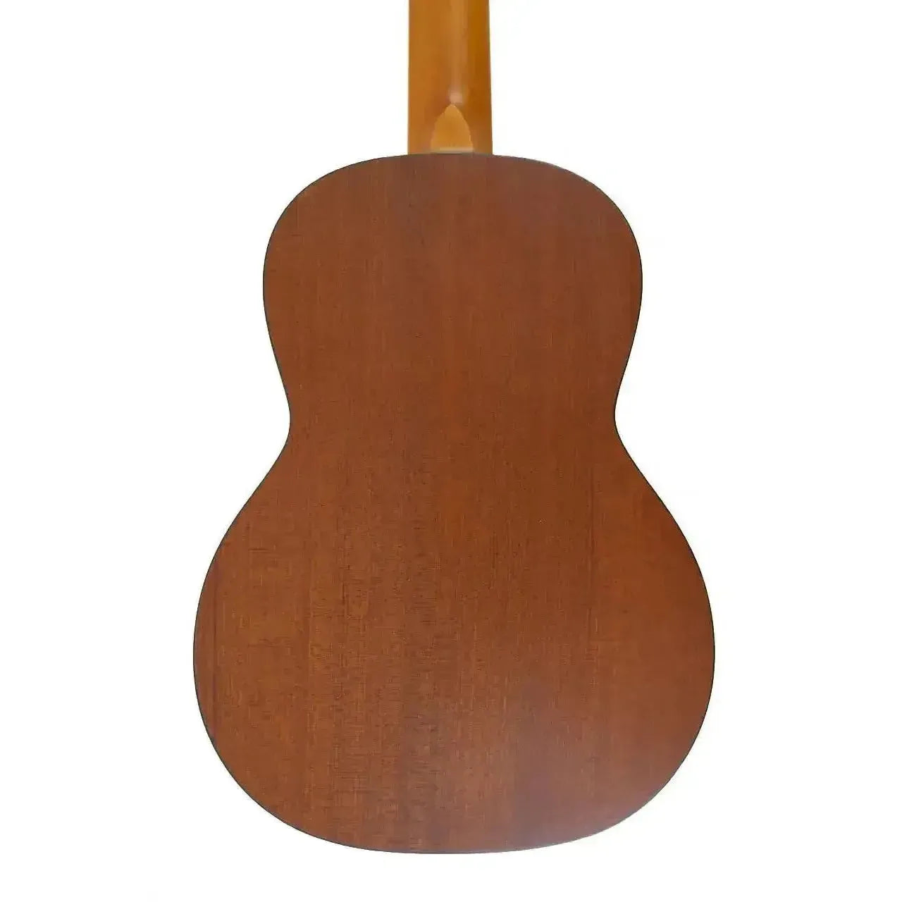 Back of an Ohana TK-14 Tenor Ukulele, showcasing its smooth, reddish-brown mahogany body and satin finish.