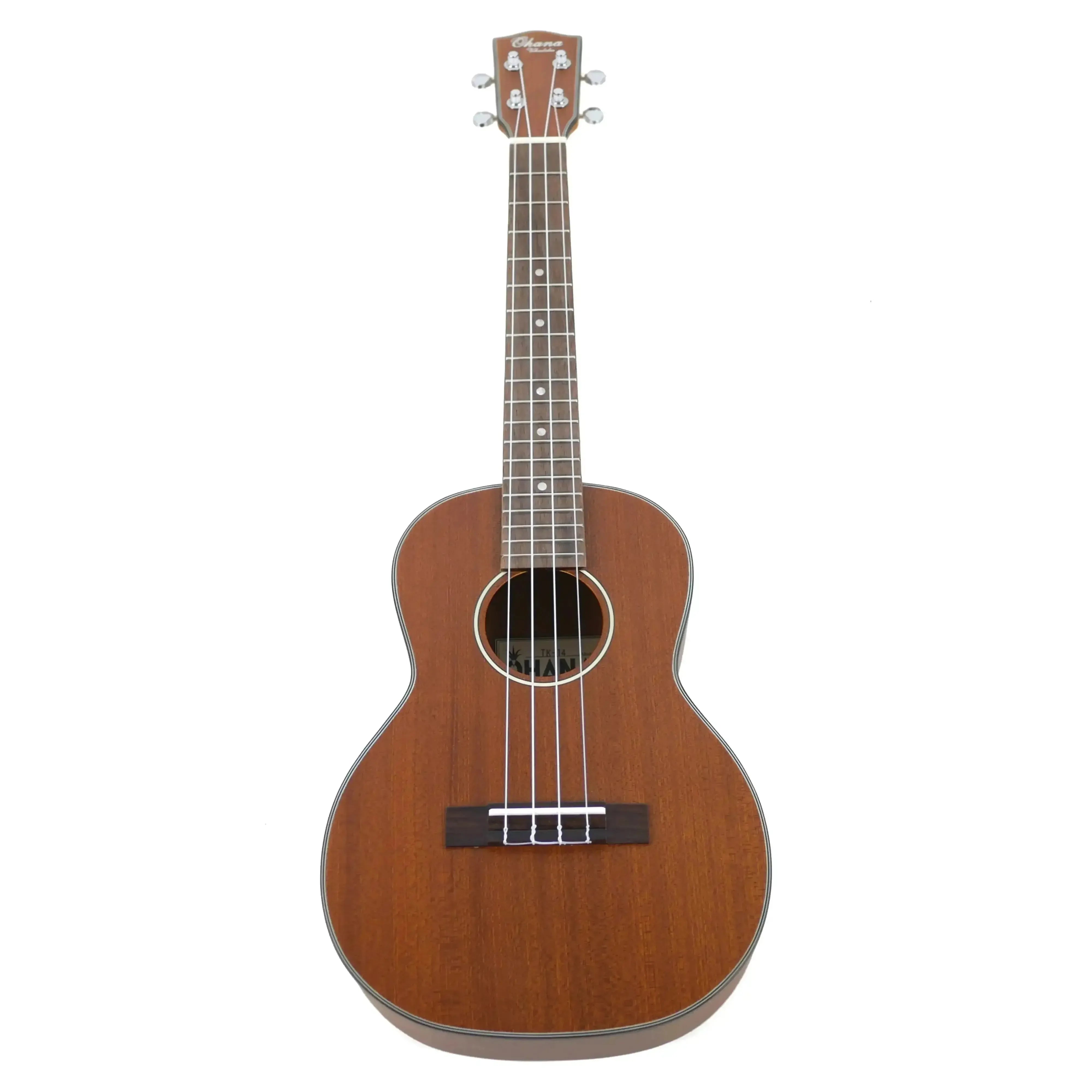 Ohana TK-14 Tenor Ukulele, all-mahogany body with satin finish, slotted headstock, black binding.
