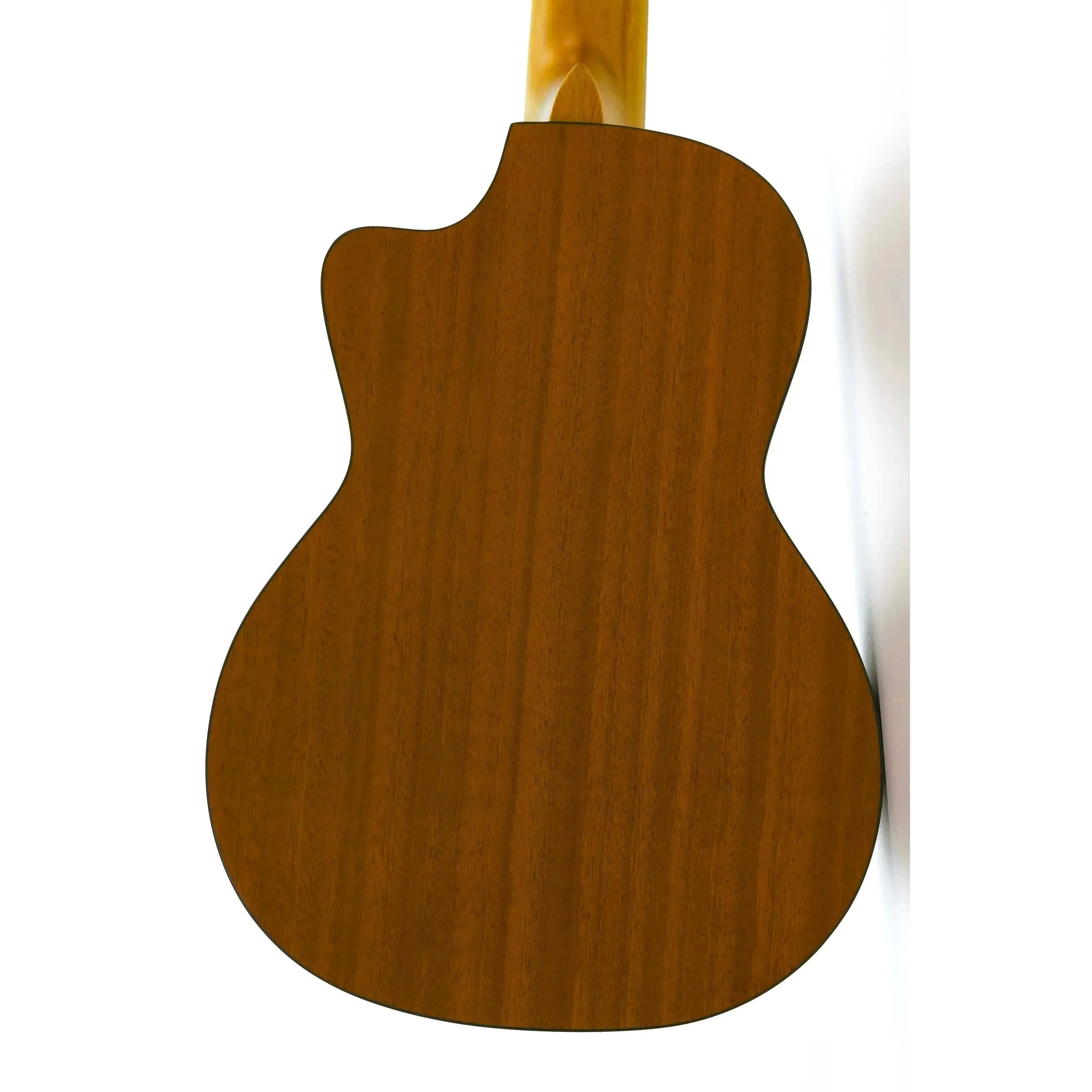 Ohana TK-25-CL Cynthia Lin tenor ukulele back, solid mahogany with a cut-away design and satin finish.