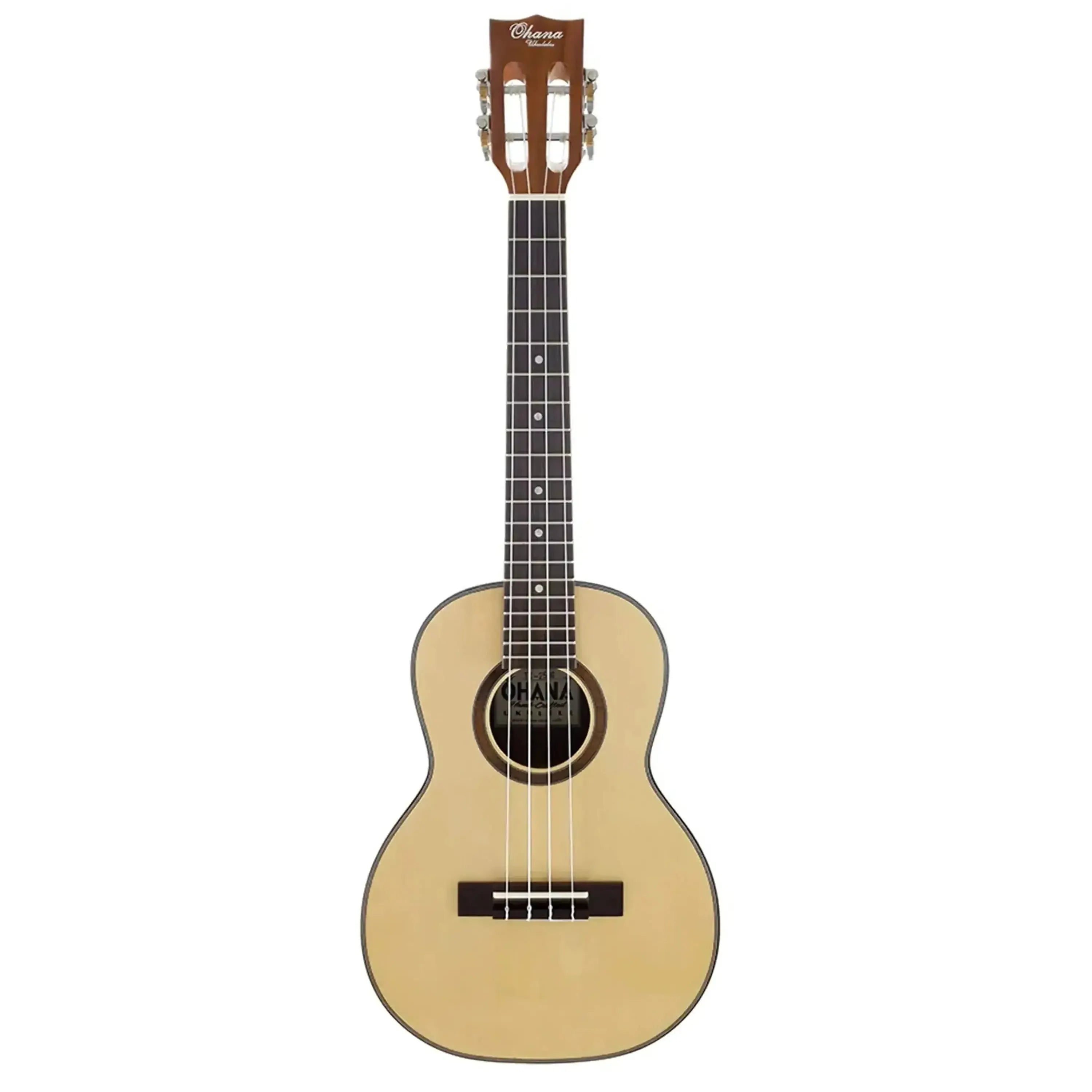 Ohana TK-250G Tenor Ukulele with light spruce top, dark acacia back, slotted headstock, and gloss finish.