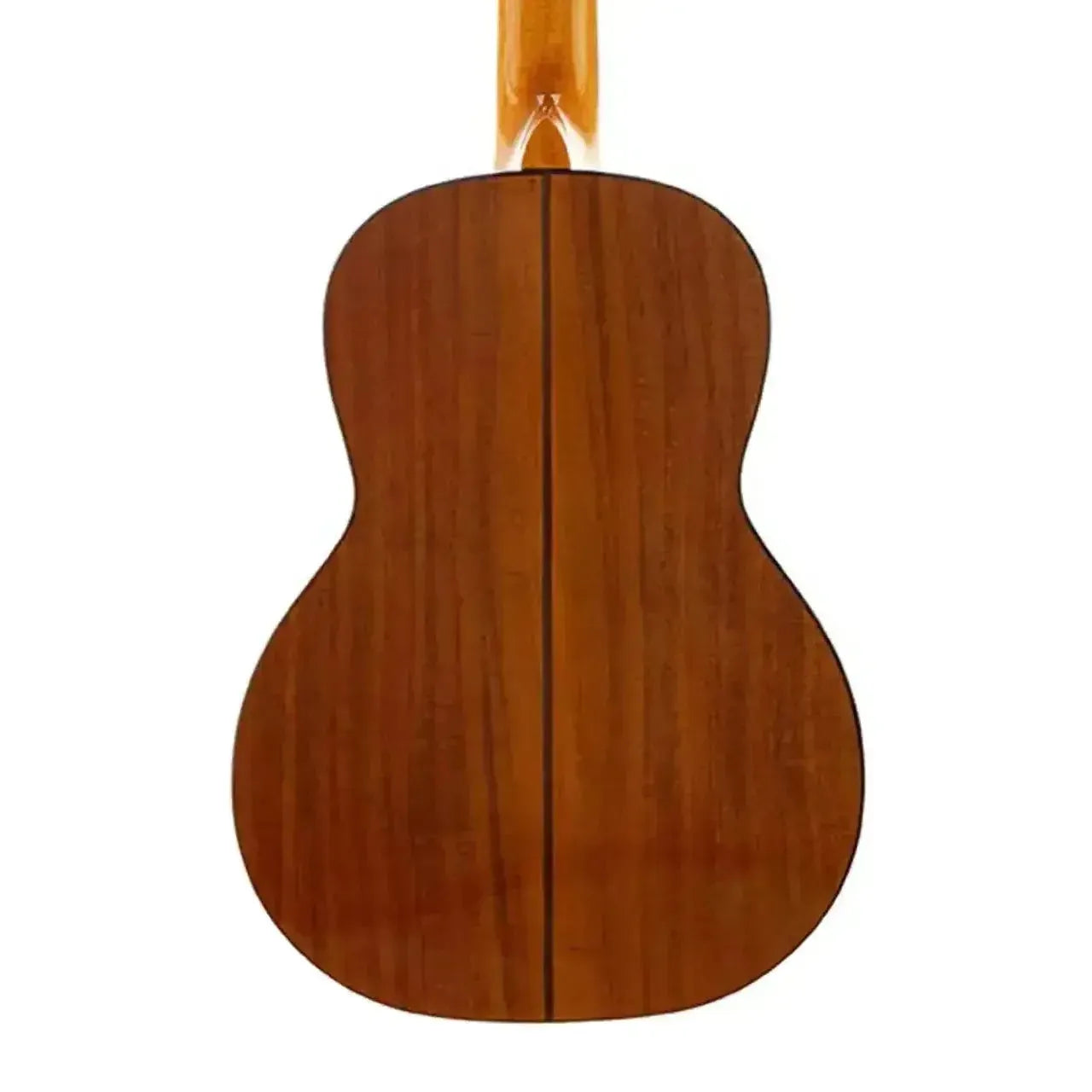 Ohana TK-260G Tenor Ukulele back, featuring glossy solid acacia wood with a central seam.