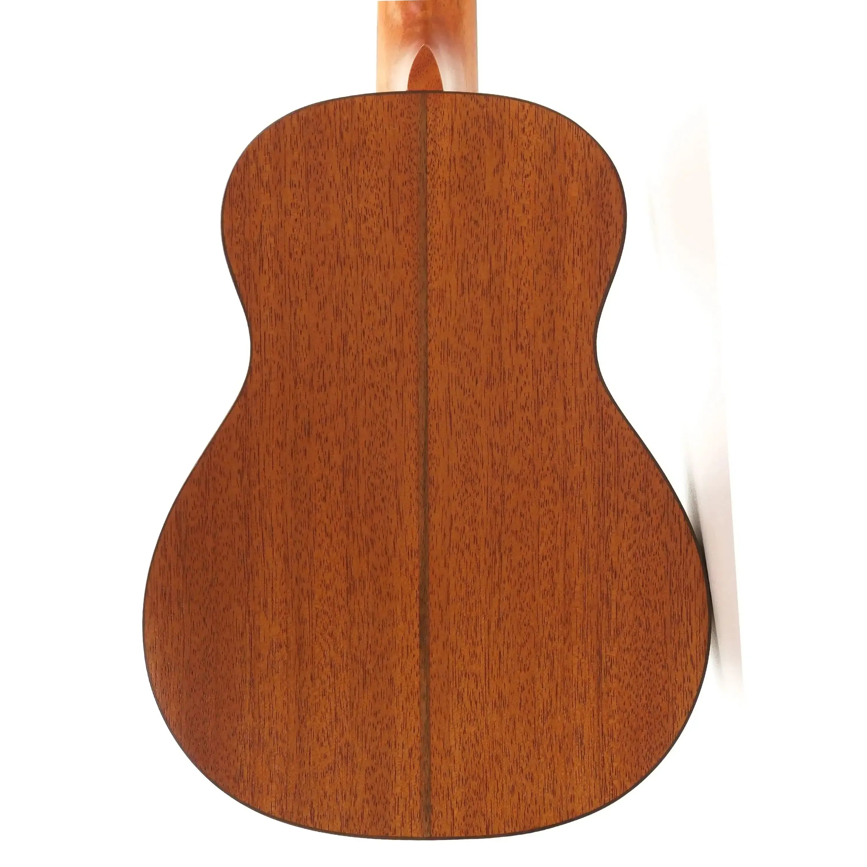 Back of an Ohana TK-32 Tenor Ukulele, showcasing its solid mahogany wood and natural satin finish.
