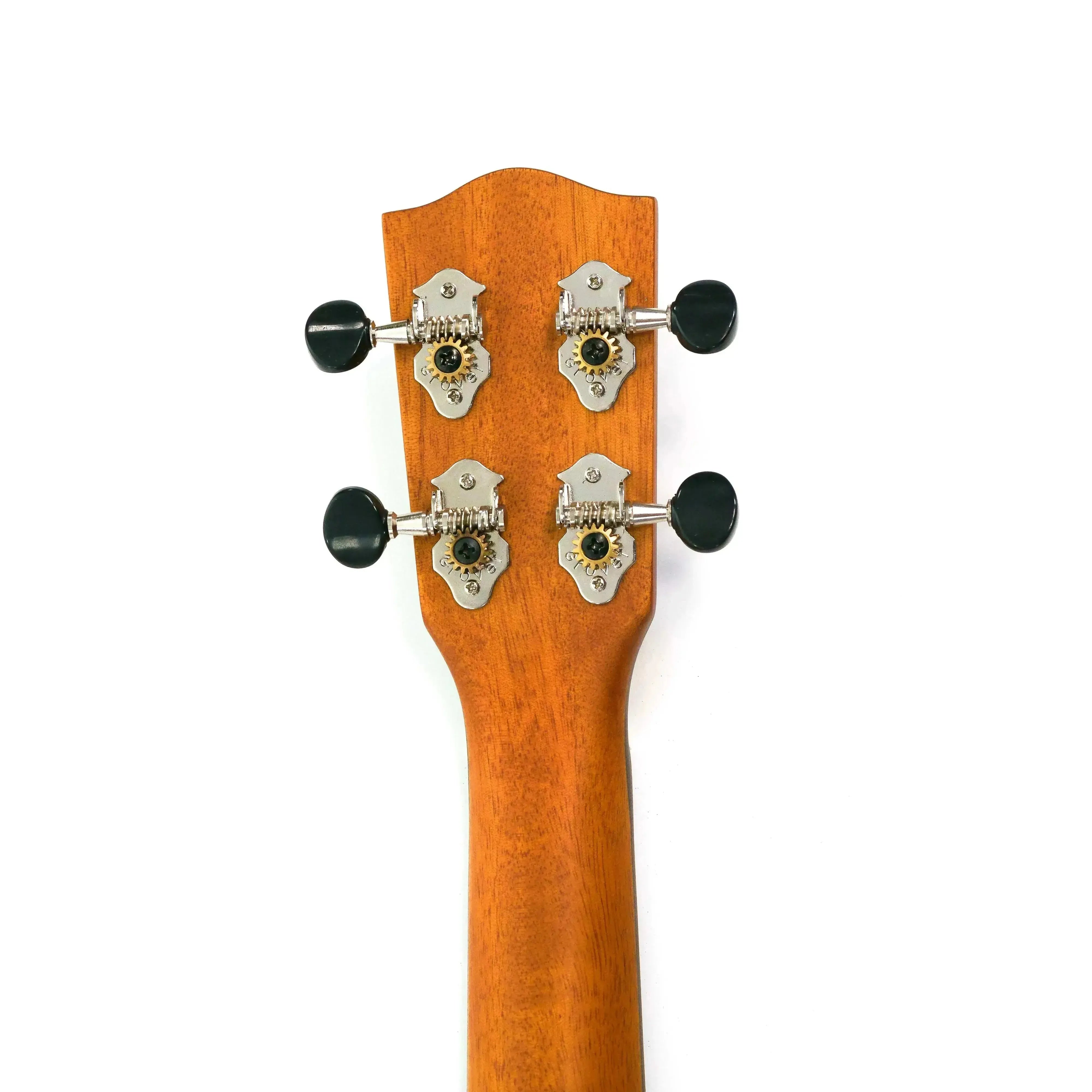 Ohana TK-35 tenor ukulele headstock with solid mahogany, satin finish, and Grover chrome tuners.