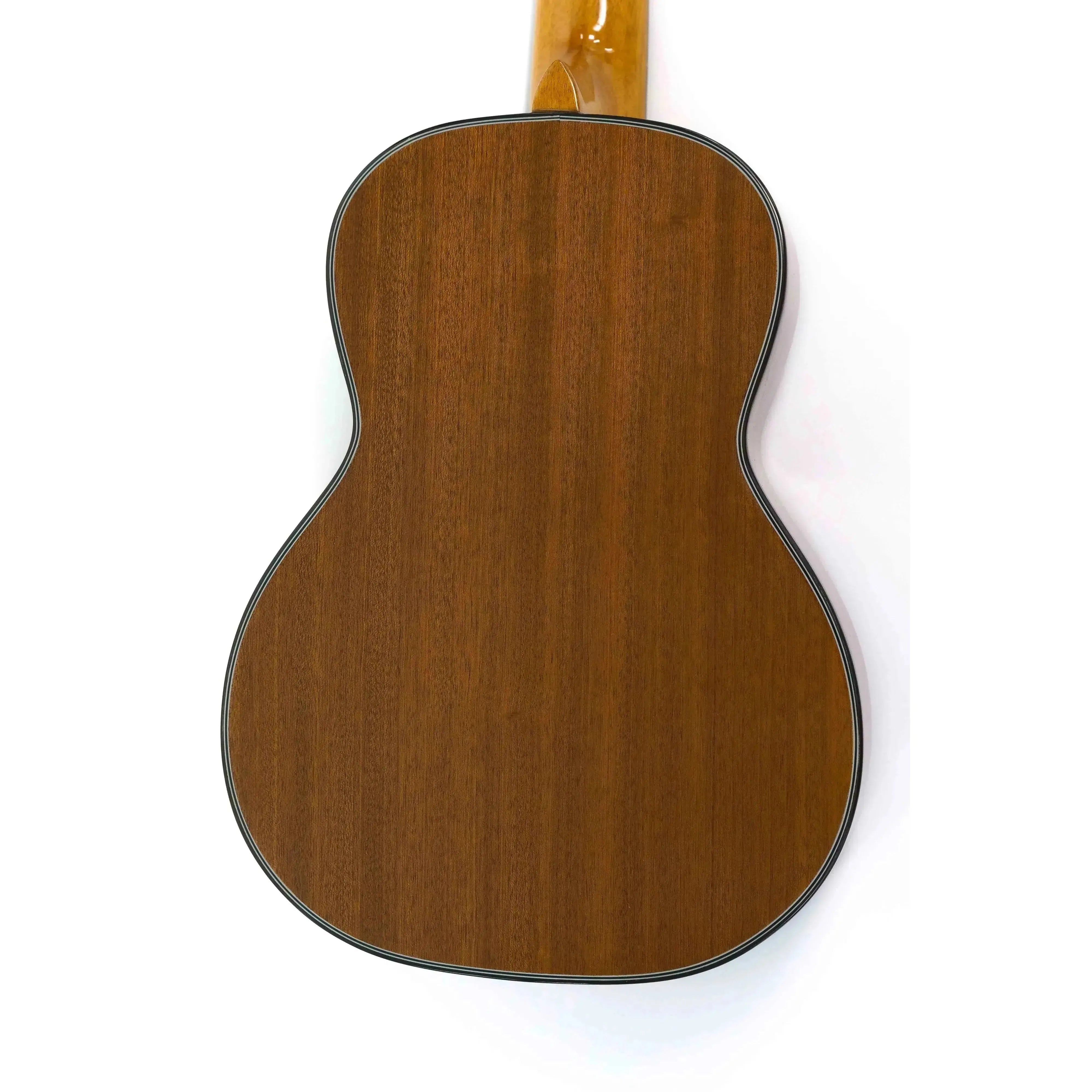 Back of Ohana TK-35G Tenor Ukulele, solid mahogany with gloss finish and dark binding.