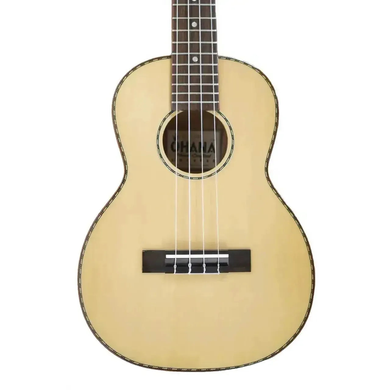 Ohana TK-70WG Tenor Ukulele with light spruce top, dark willow sides, gloss finish, and rope purfling.