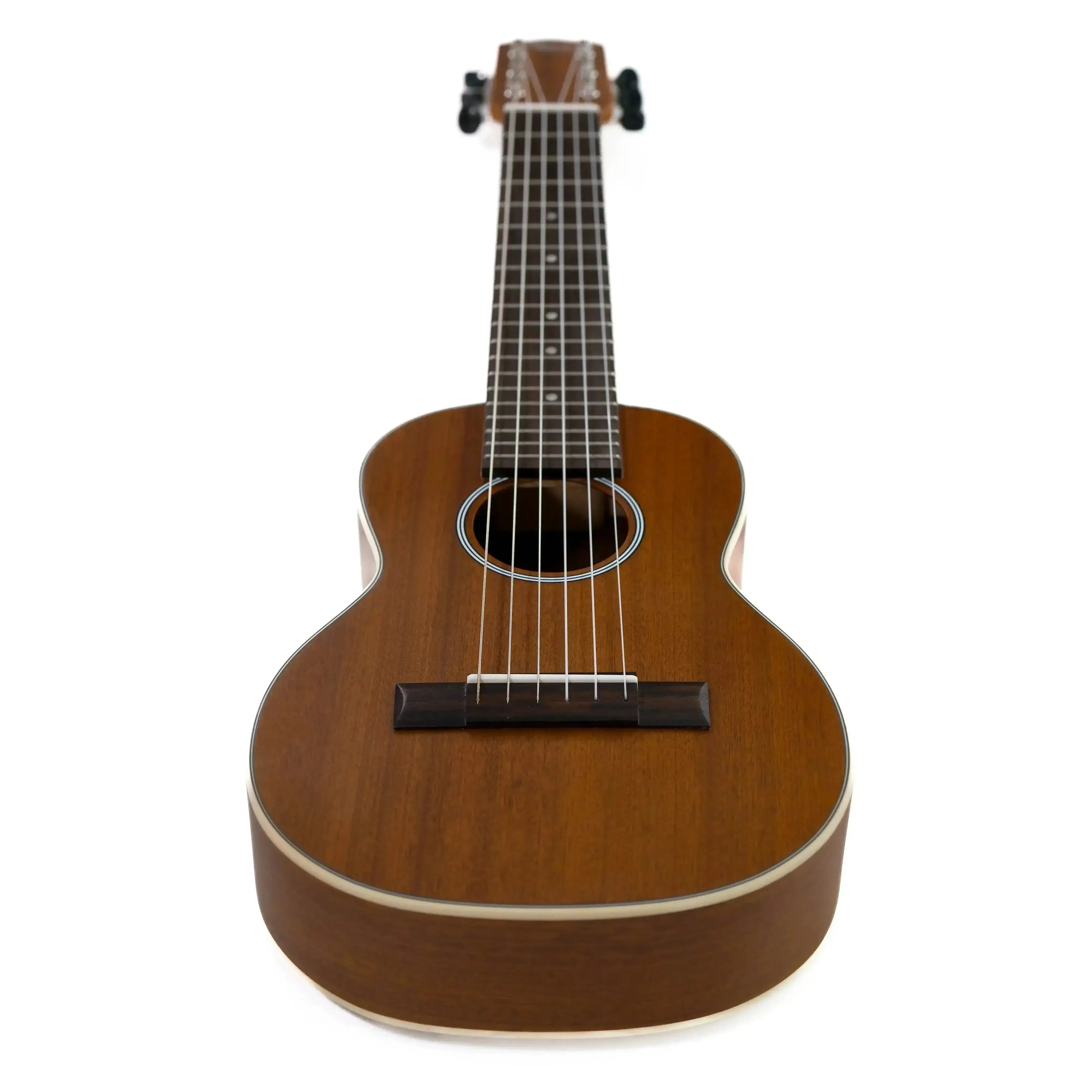 Ohana TKGL-20 solid mahogany top guitarlele with a satin finish, cream binding, and sound-hole rosette.