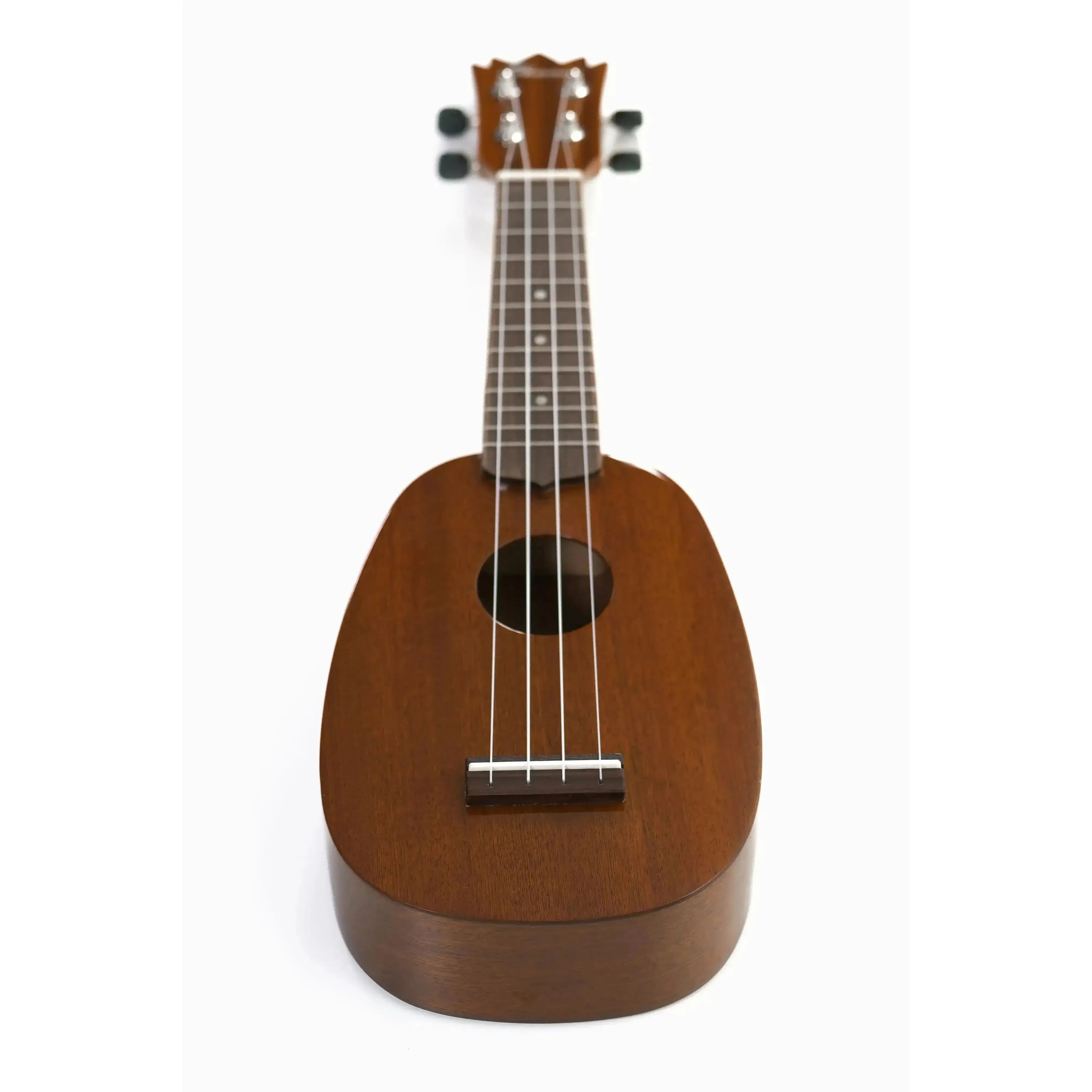 Ohana TPK-25G solid mahogany pineapple sopranino ukulele with a gloss finish and crown headstock.