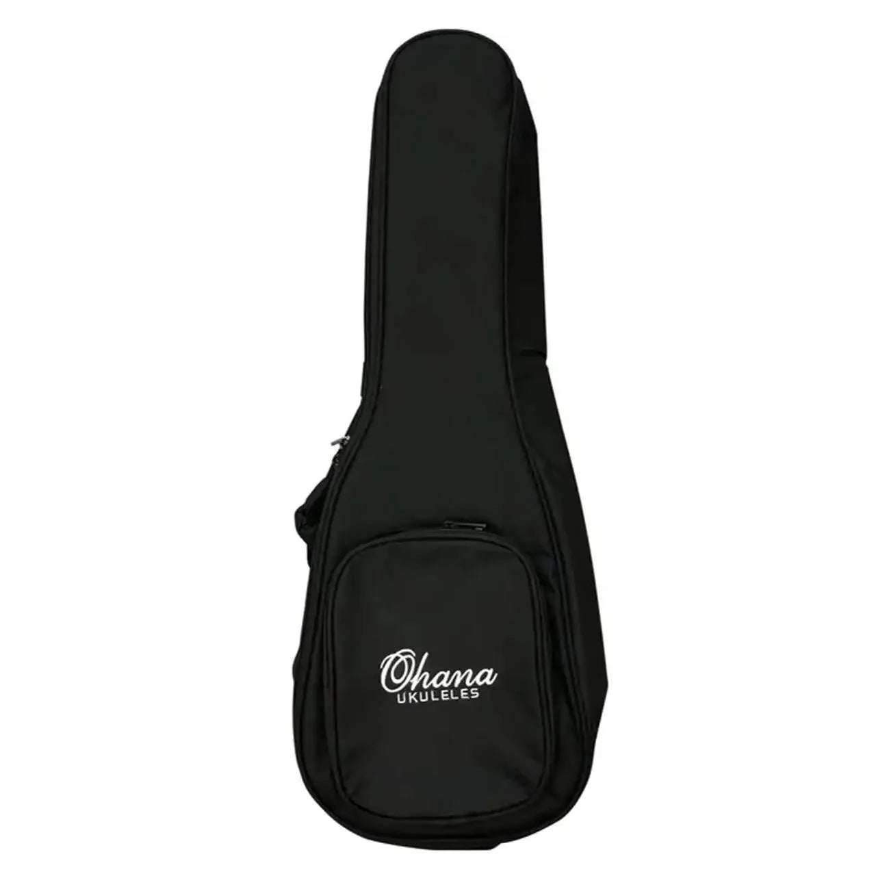 Black Ohana Tenor Ukulele padded gig bag with front pocket and white "Ohana Ukuleles" logo.