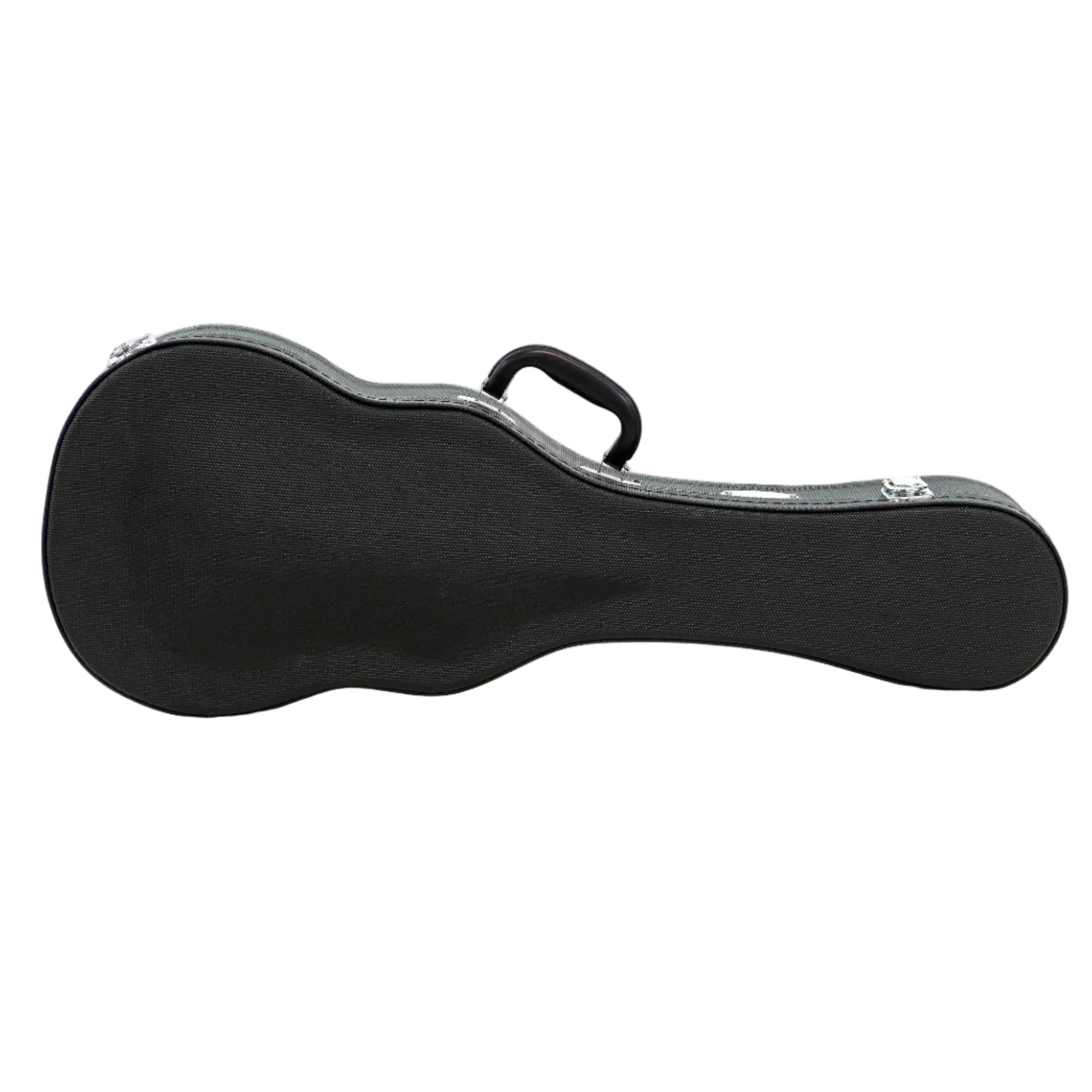 Ohana UCH-24L black super concert ukulele hardshell case with Dura-Grip exterior and chrome latches.