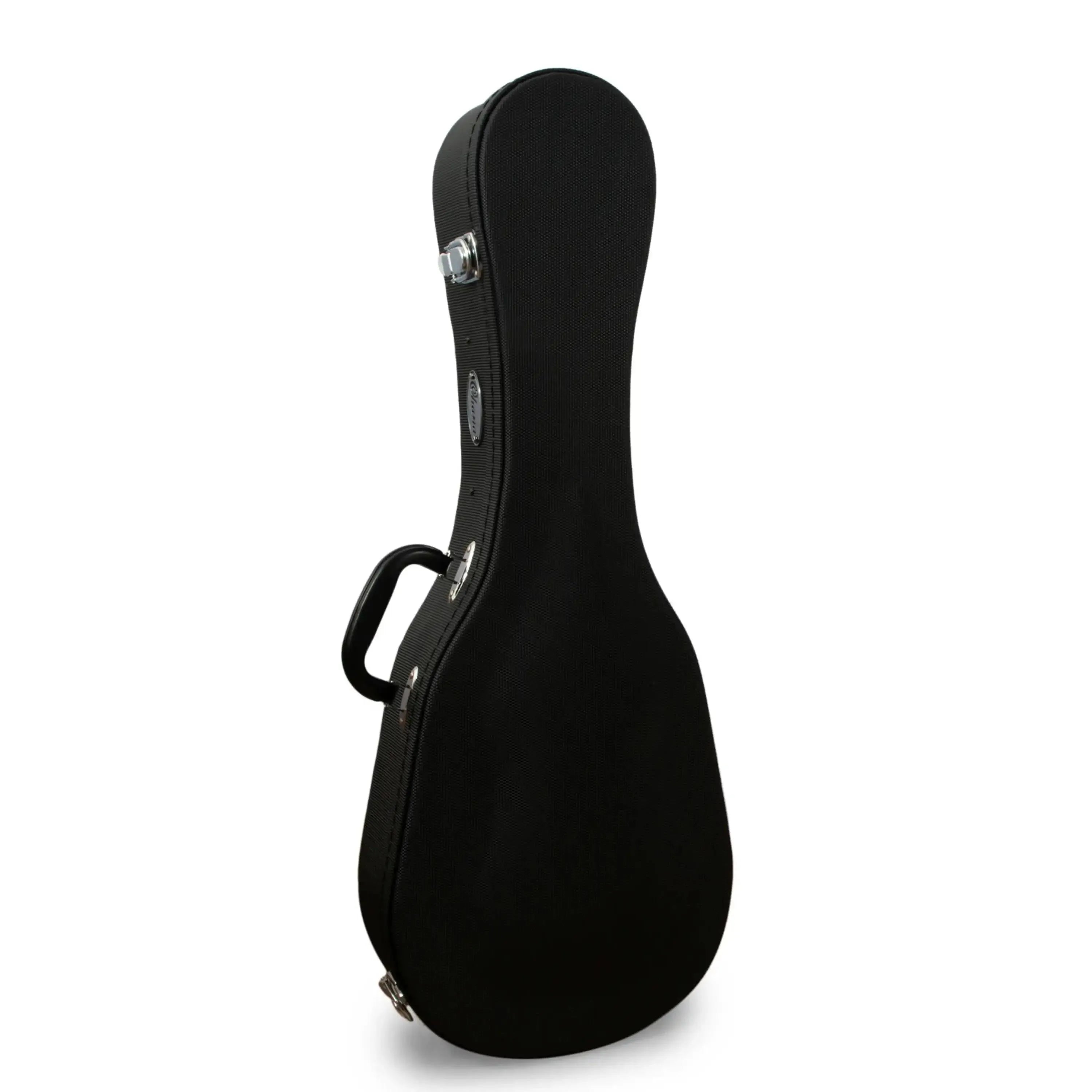 Ohana UCP-21 black Dura-Grip hardshell case for pineapple soprano ukuleles, with chrome latches.