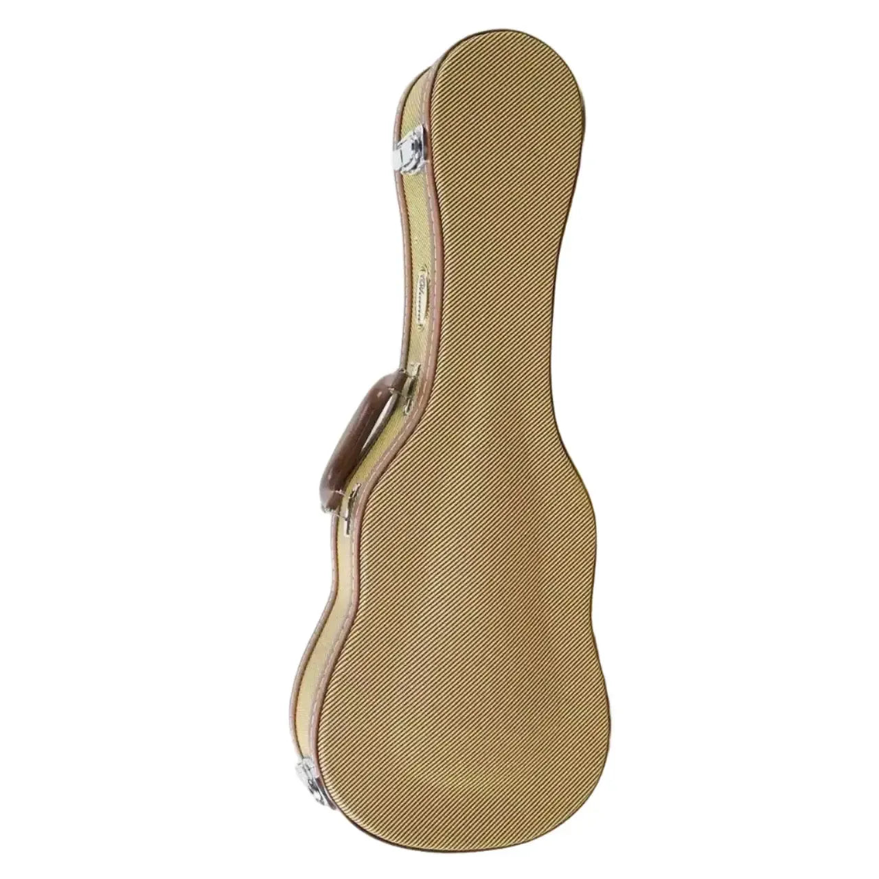 Ohana UCTV-24 Vintage Tweed Concert Ukulele Hardshell Case with brown trim and chrome latches.