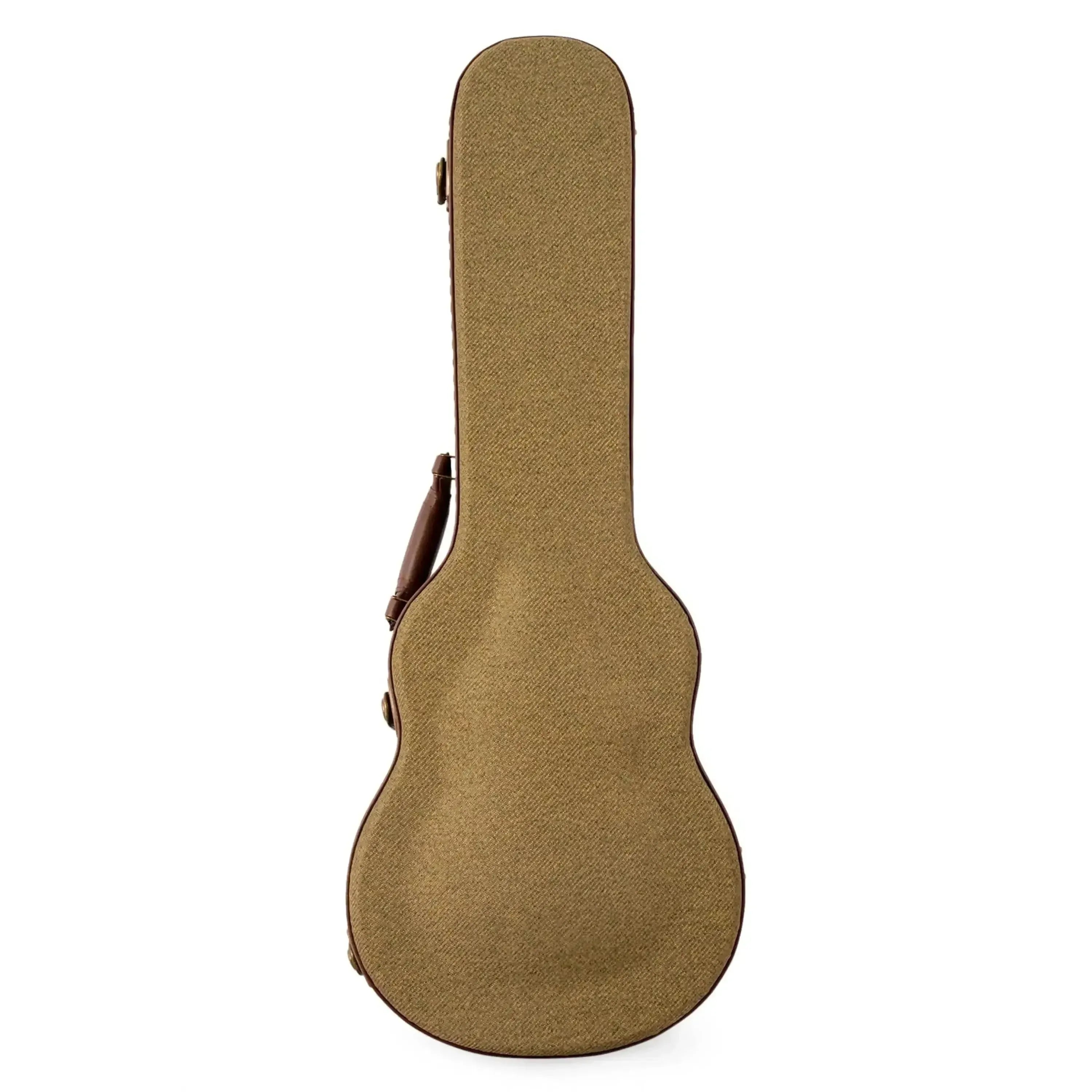 Ohana UOT-27 Olive Twill Tenor Ukulele Hardshell Case with brown Tolex trim and handle.