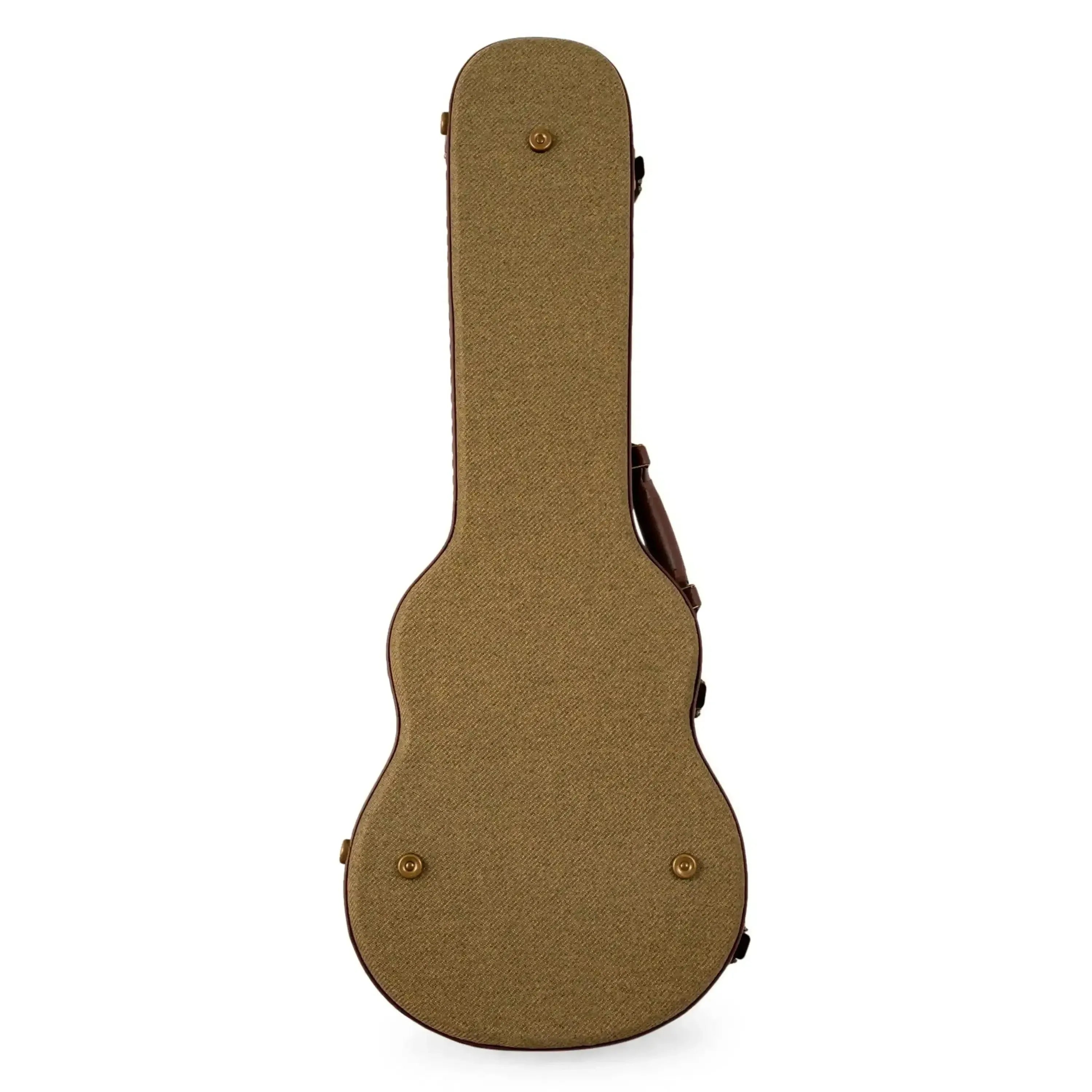 Ohana UOT-27 Olive Twill Tenor Ukulele Hardshell Case with brown Tolex trim and antique bronze latches.