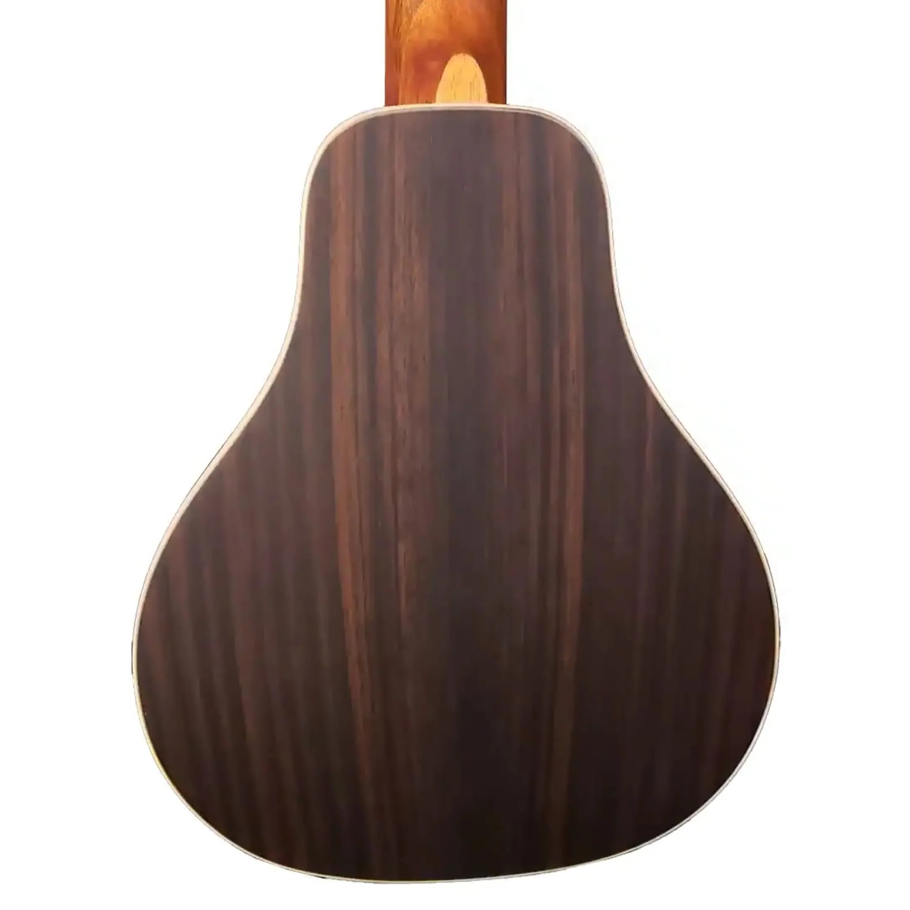 Ohana VK-70R Vita Series soprano ukulele back, dark rosewood with light binding and satin finish.