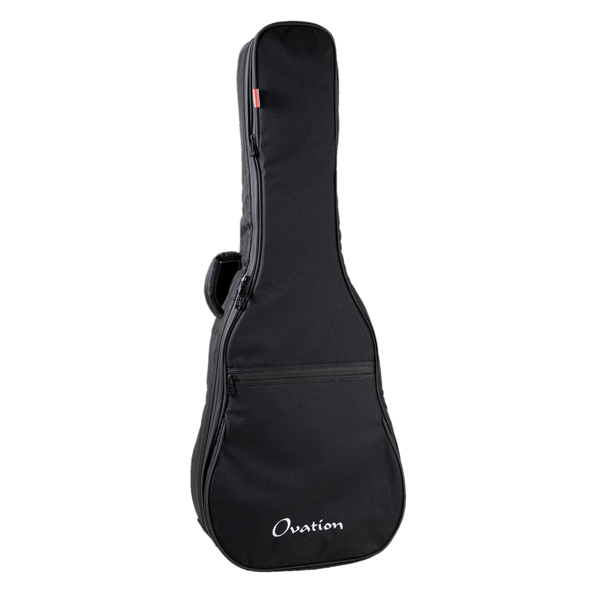 Ovation mid-depth gig bag OV213200, front, black padded nylon with Ovation logo