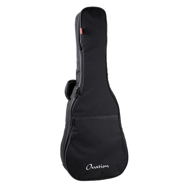 Ovation mid-depth gig bag OV213200, front, black padded nylon with Ovation logo