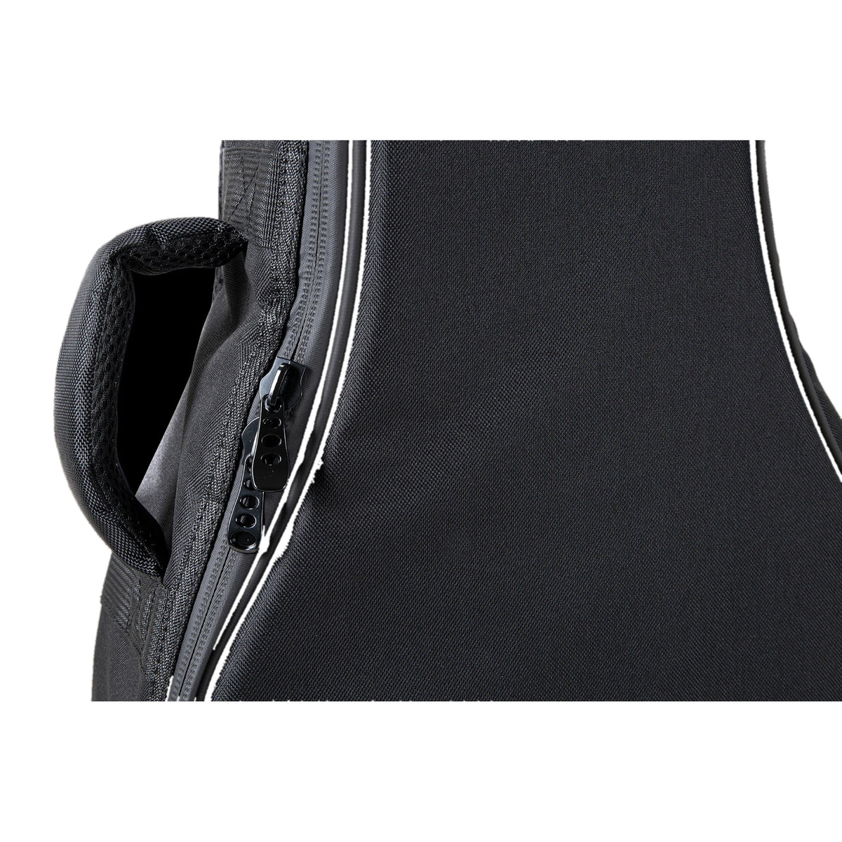 Ovation mid-depth gig bag OV213200, close-up of the carry handle and zipper