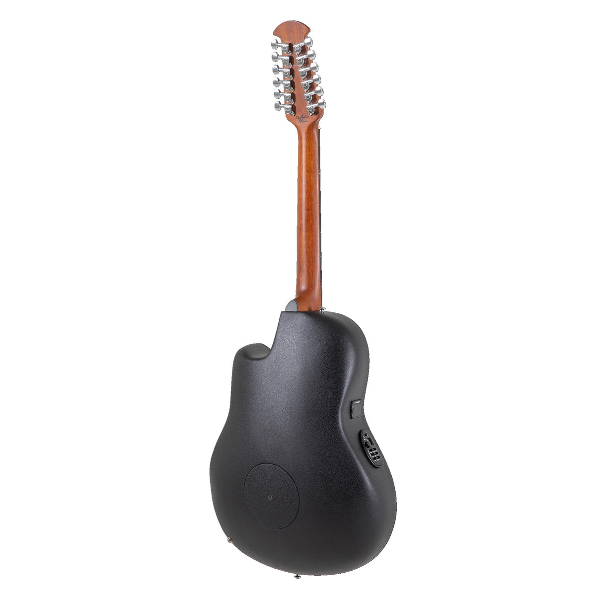 Full back of the Ovation CE4412-5 12-string with Lyrachord bowl, nato neck and 12 chrome tuners