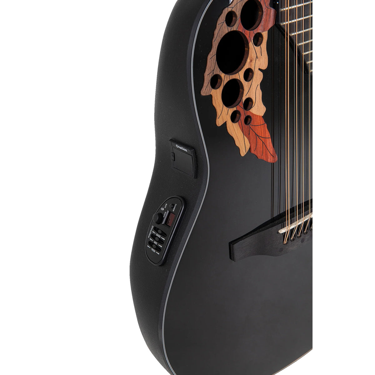 Ovation CE4412-5 OP-4CT preamp with built-in tuner on the upper bout