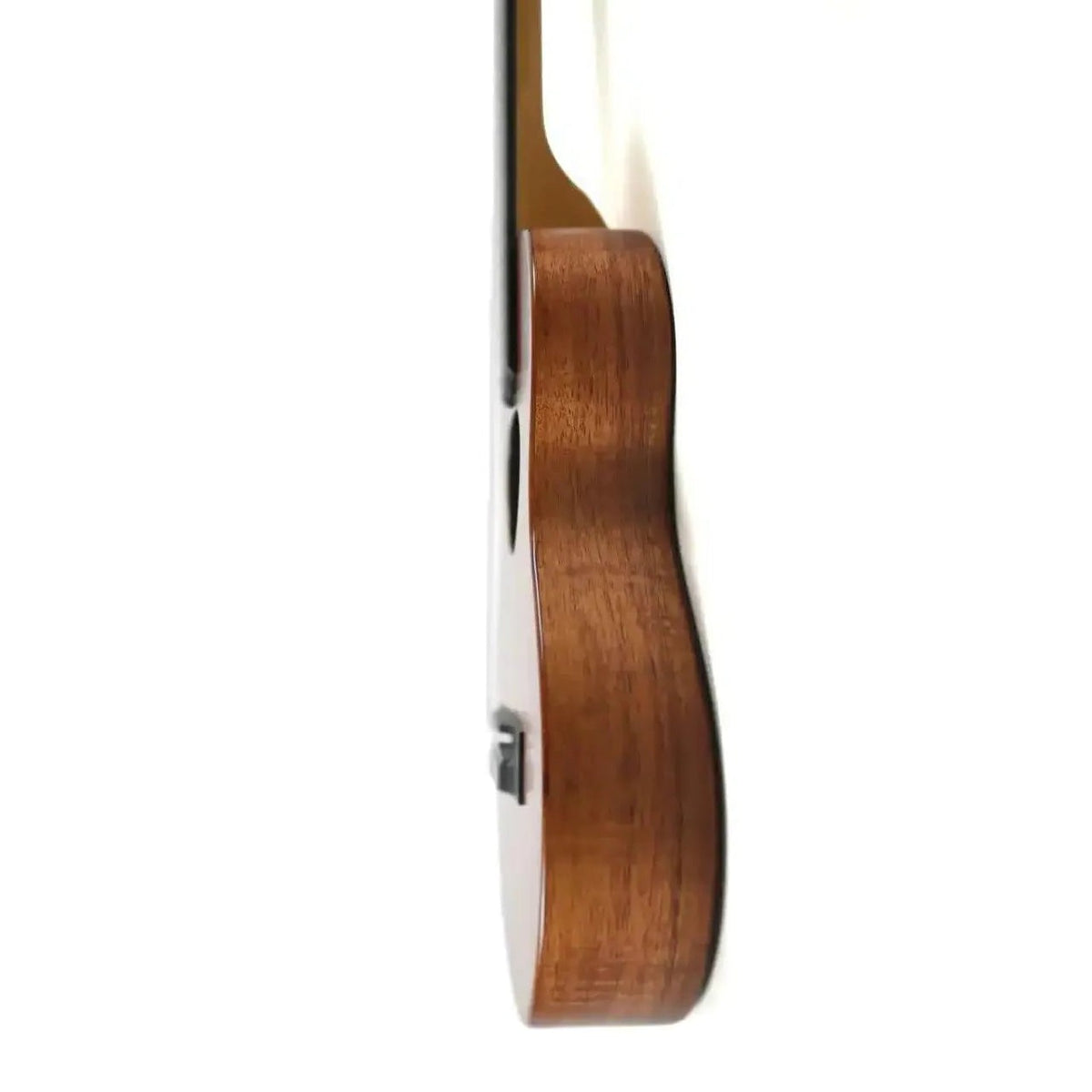 KoAloha KTM-S10 Slimline satin koa tenor ukulele #1, side view showing the slim body depth