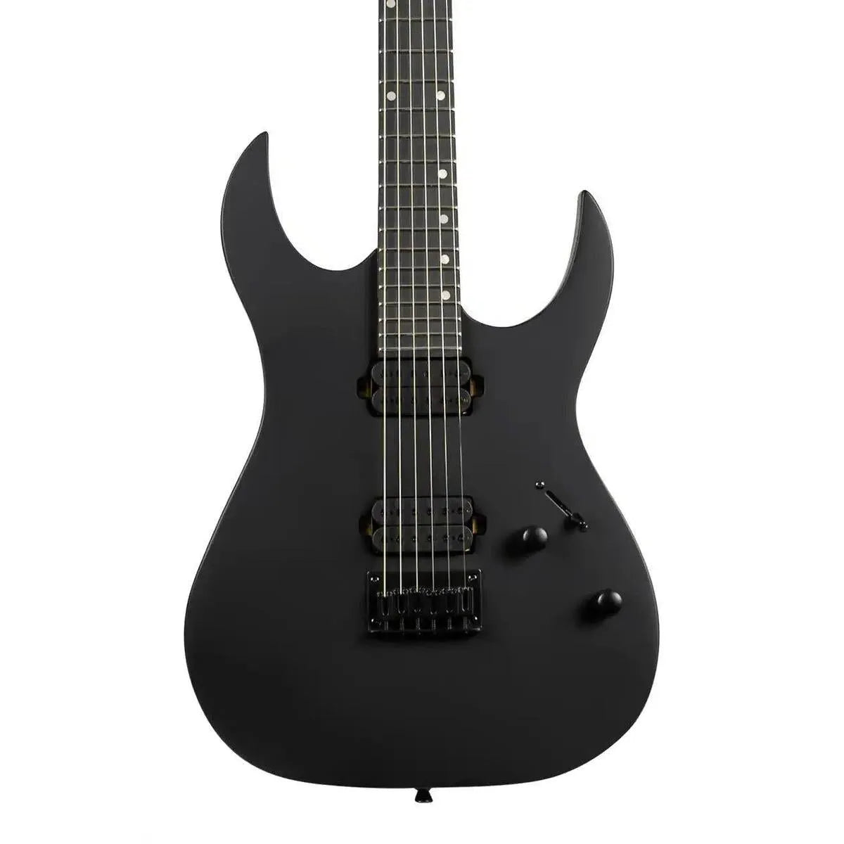 Spira S-400 MBK solid body electric guitar with a satin black finish and black hardware.