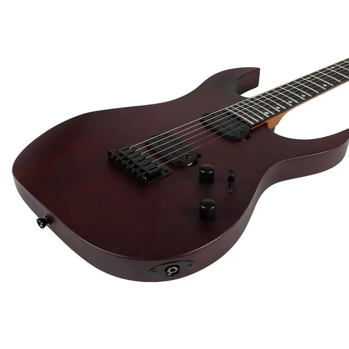 Spira S-400 MWR Wine Red solid body electric guitar with black hardware and satin finish.