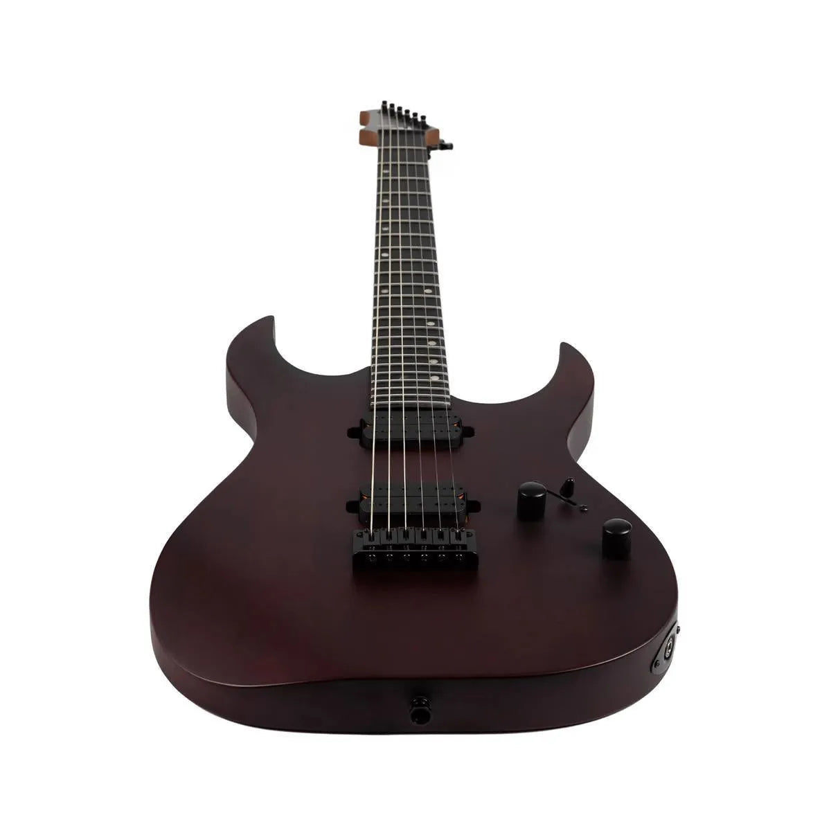Spira S-400 MWR Wine Red solid body electric guitar with black hardware and ebony fretboard.