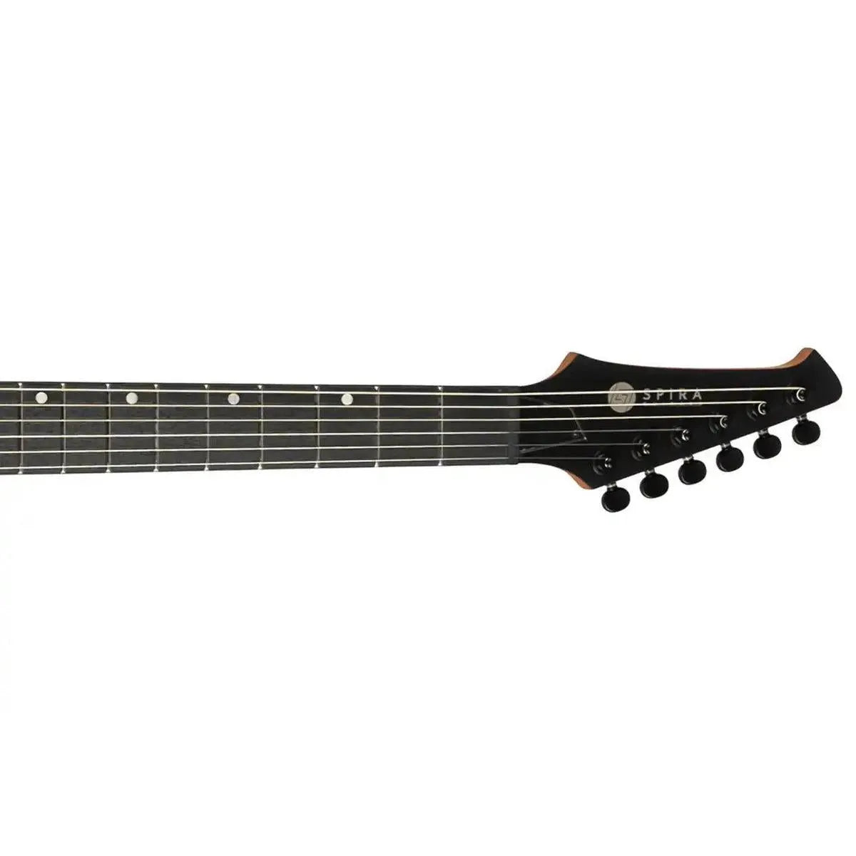 Spira S-400 MWR Wine Red Stratocaster electric guitar headstock with black locking tuners.