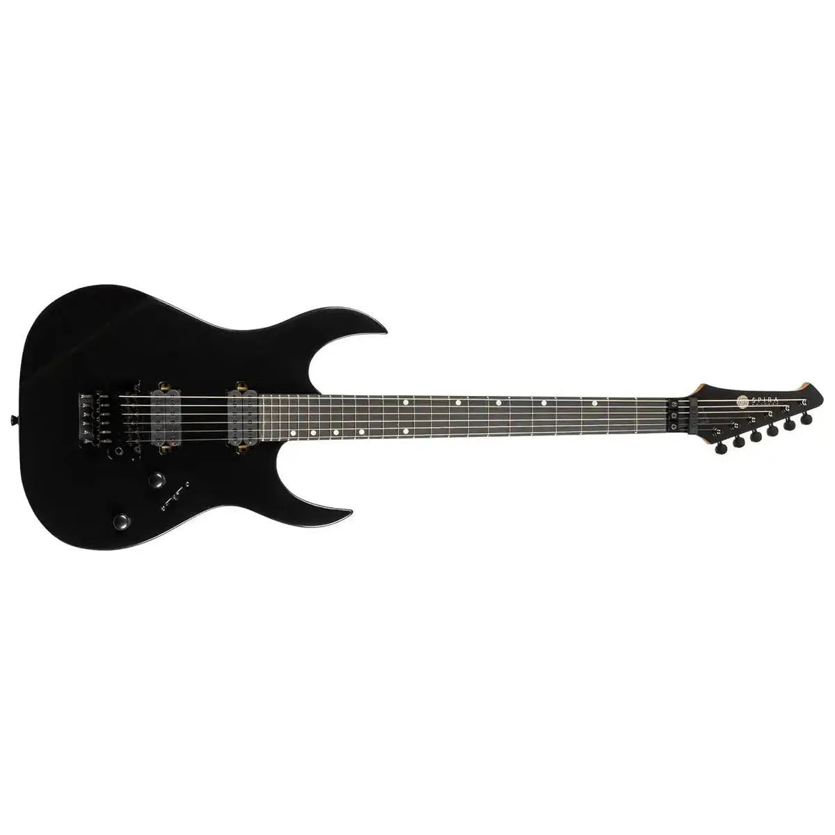Spira S-420 BK Metallic Black solid body electric guitar with black hardware and ebony tech fretboard.