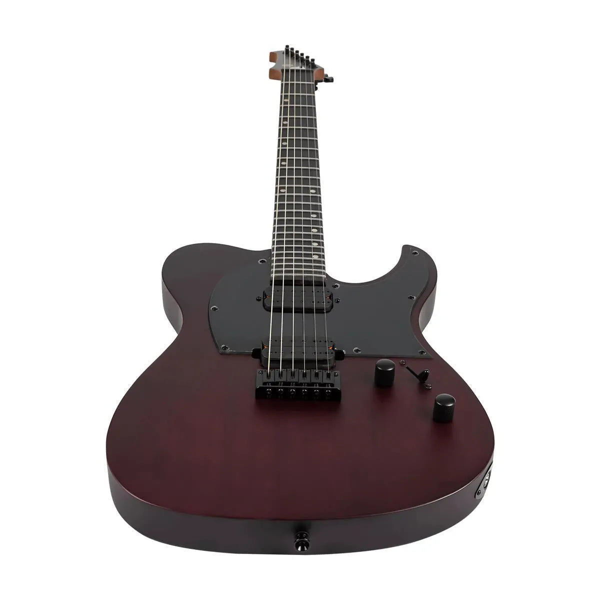 Spira T-400 MWR Wine Red solid body Telecaster electric guitar with black pickguard and hardware.