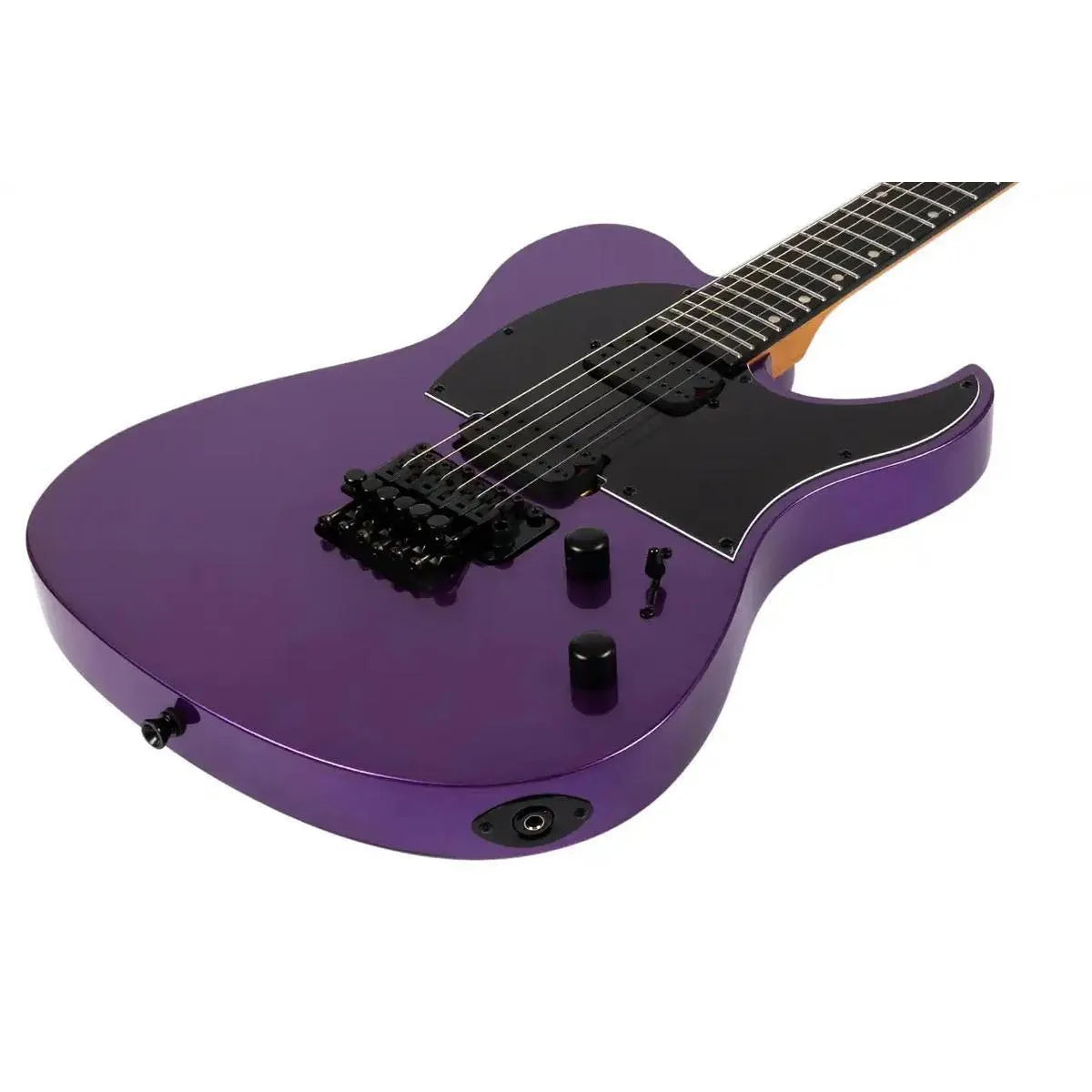 Spira T-420 PP Metallic Purple solid body Telecaster electric guitar with black hardware and pickguard.