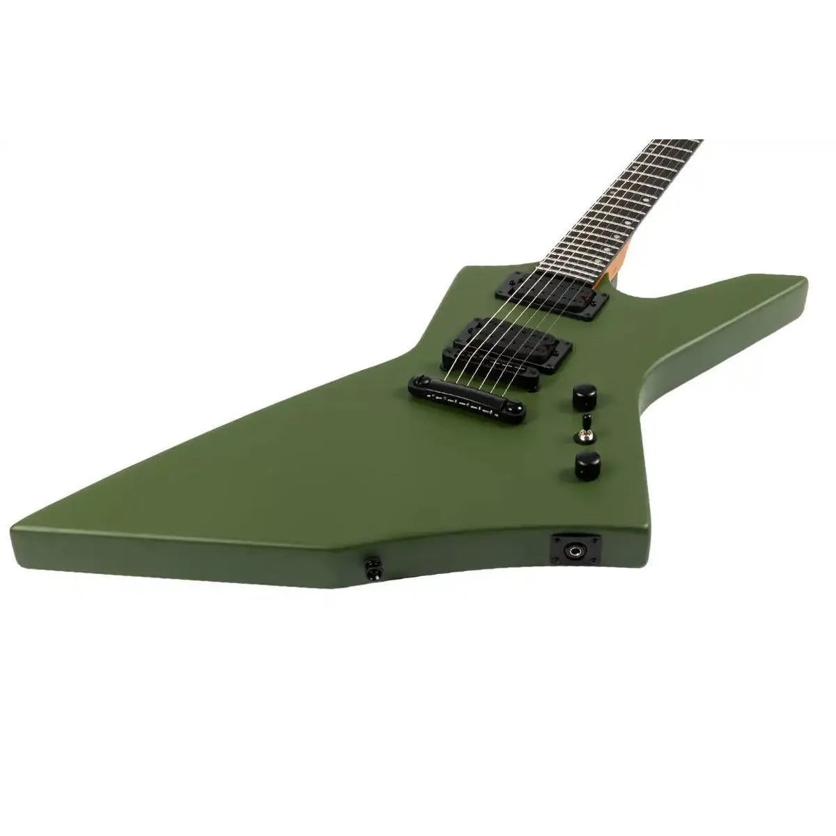 Spira X-400 MGR offset electric guitar with satin green solid body and black hardware.