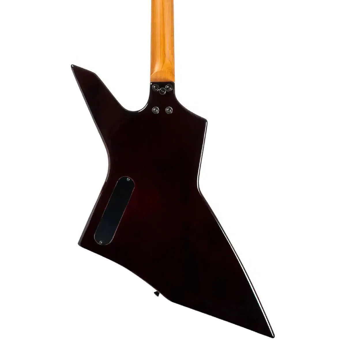 Back of Spira X-500 TBK E electric guitar with translucent black body and light wood neck.
