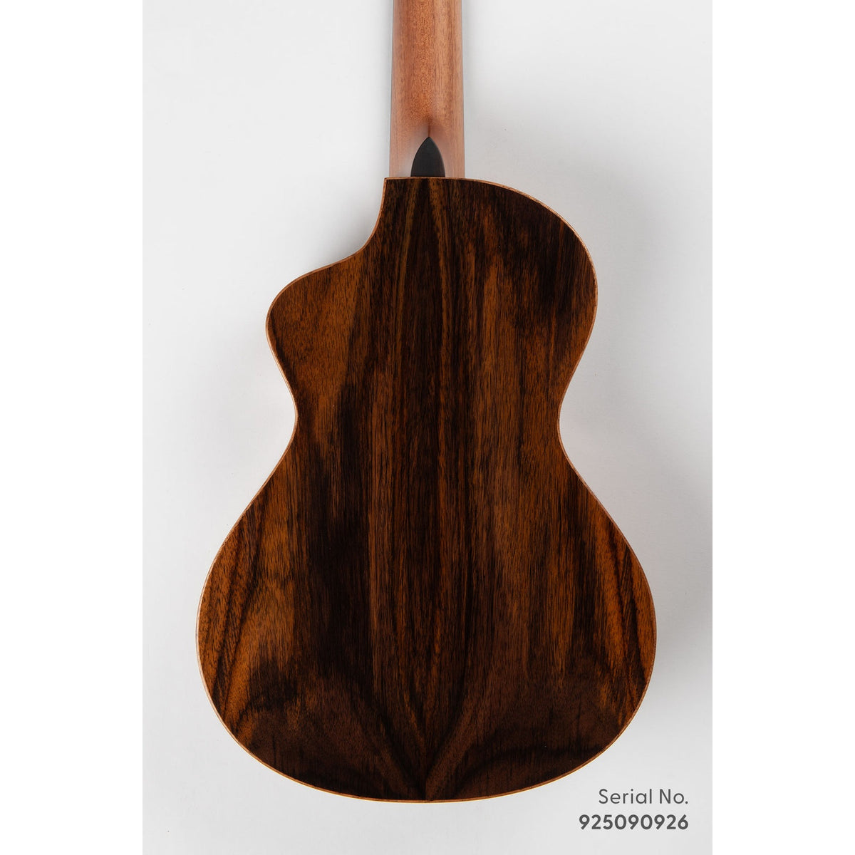 Kala METD-SPR-B Metropolitan Deluxe baritone ukulele, serial 925090926, back view showing the solid rosewood back grain