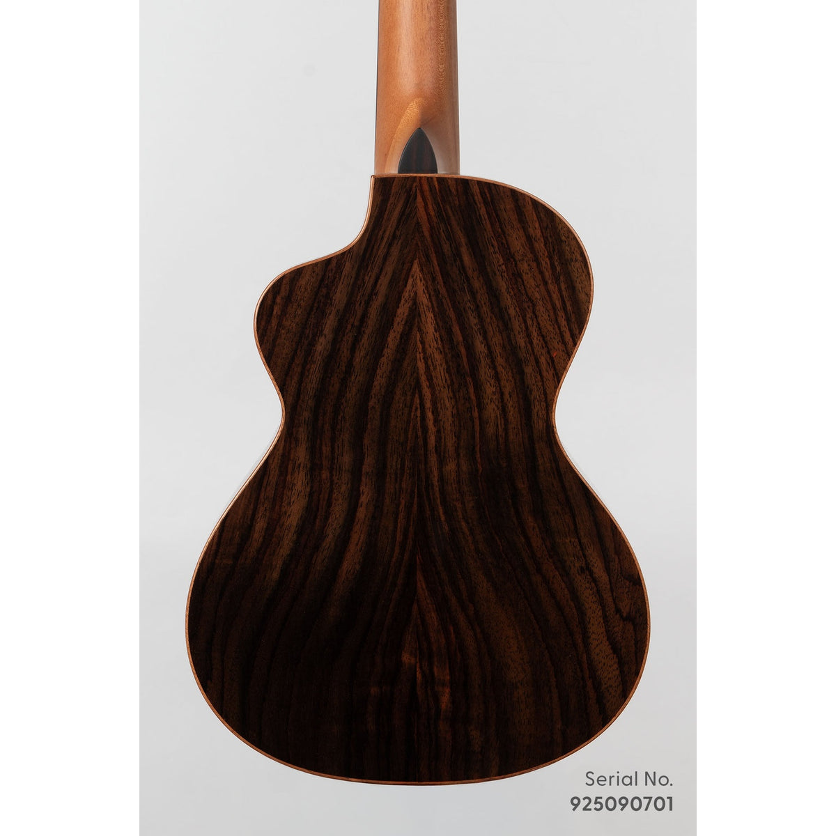 Kala METD-SPR-T Metropolitan Deluxe tenor ukulele, serial 925090701, back view showing the solid rosewood back grain